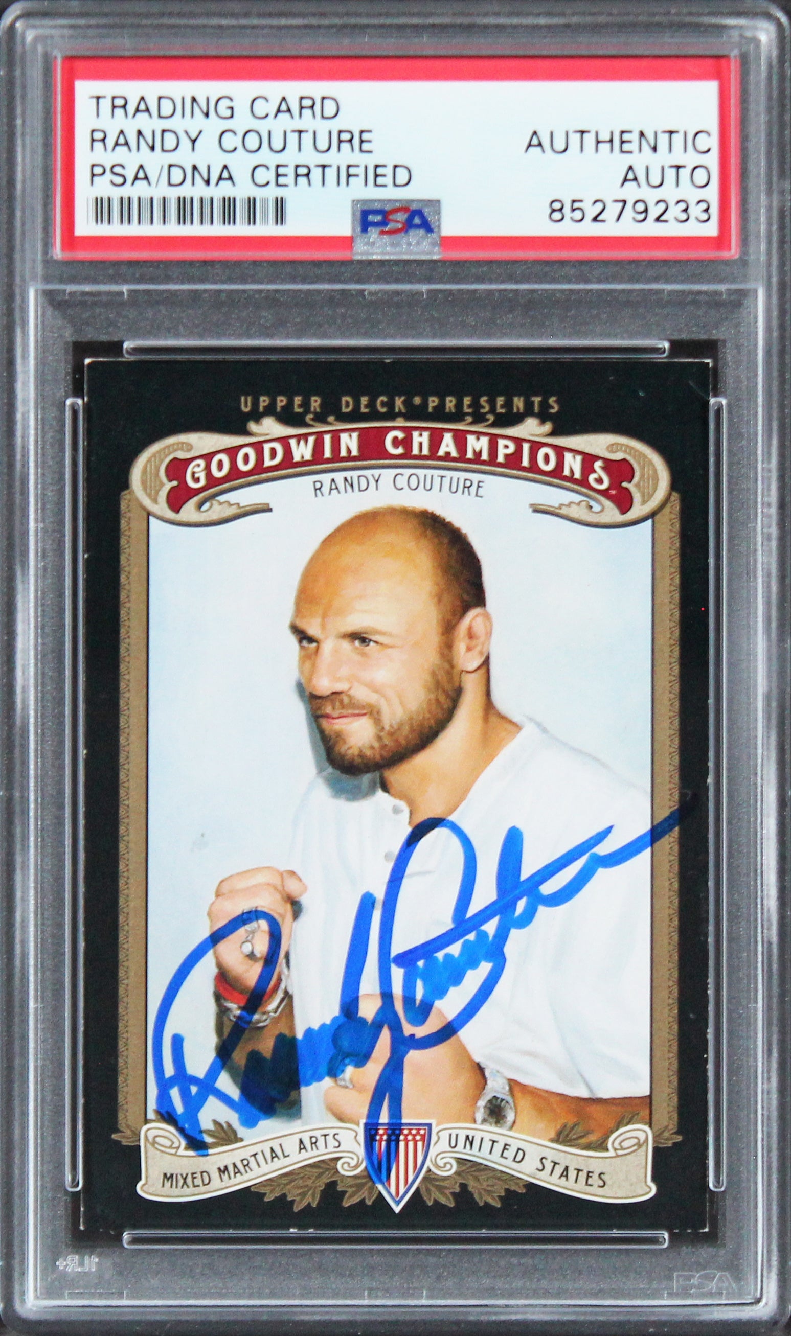 Randy Couture Signed 2012 Upper Deck Goodwin Champions #80 Card PSA/DNA Slabbed