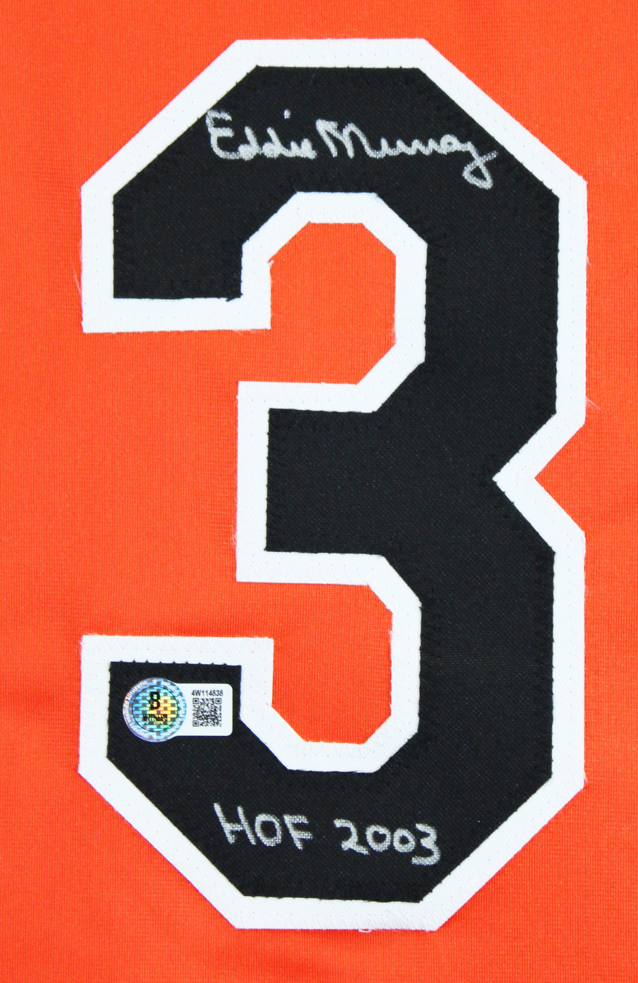 Eddie Murray "HOF 03" Authentic Signed Orange Pro Style Jersey BAS Witnessed