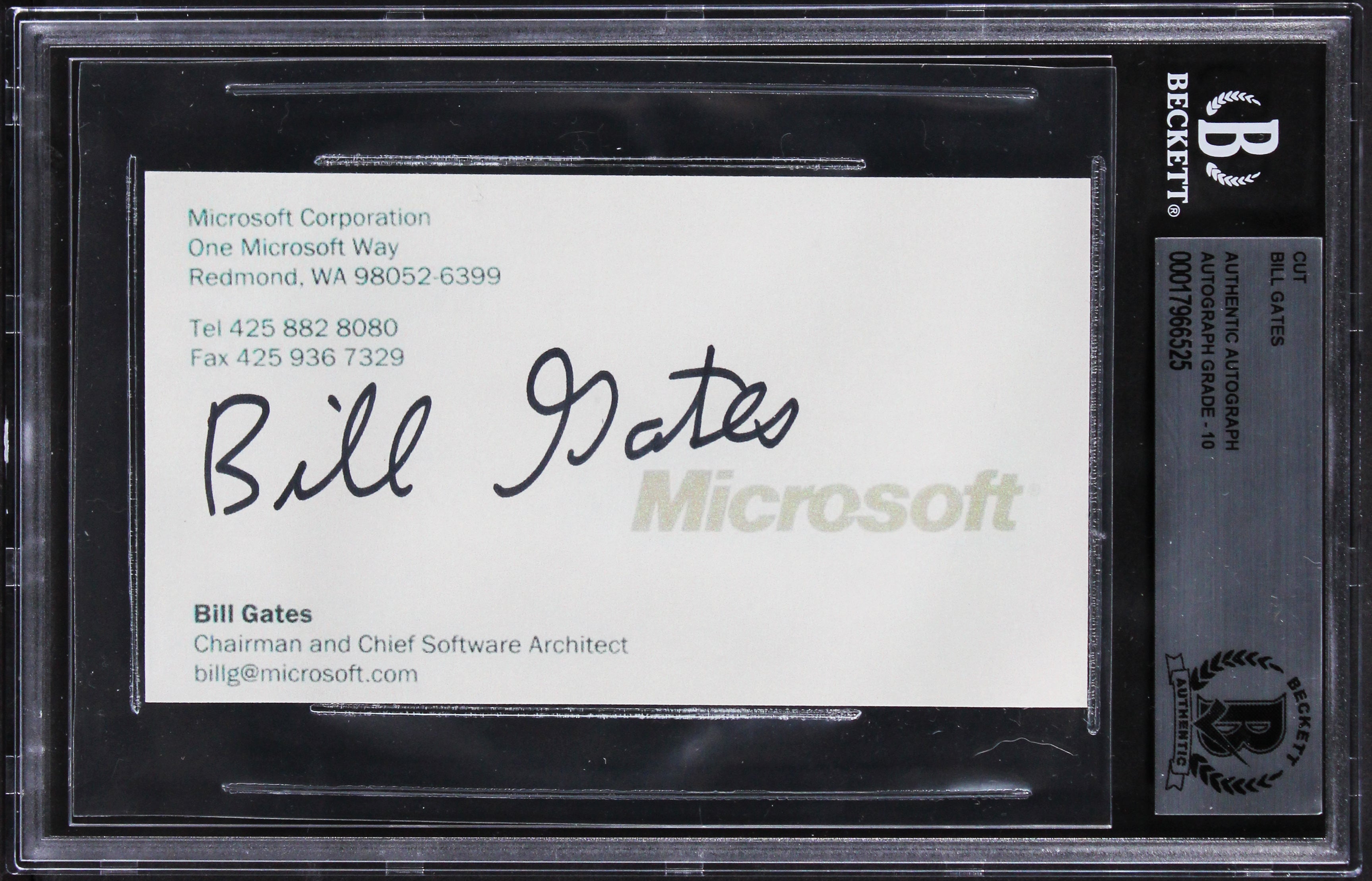 Bill Gates Microsoft Signed 2.75x5 Cut Signature Auto Graded Gem 10! BAS Slabbed