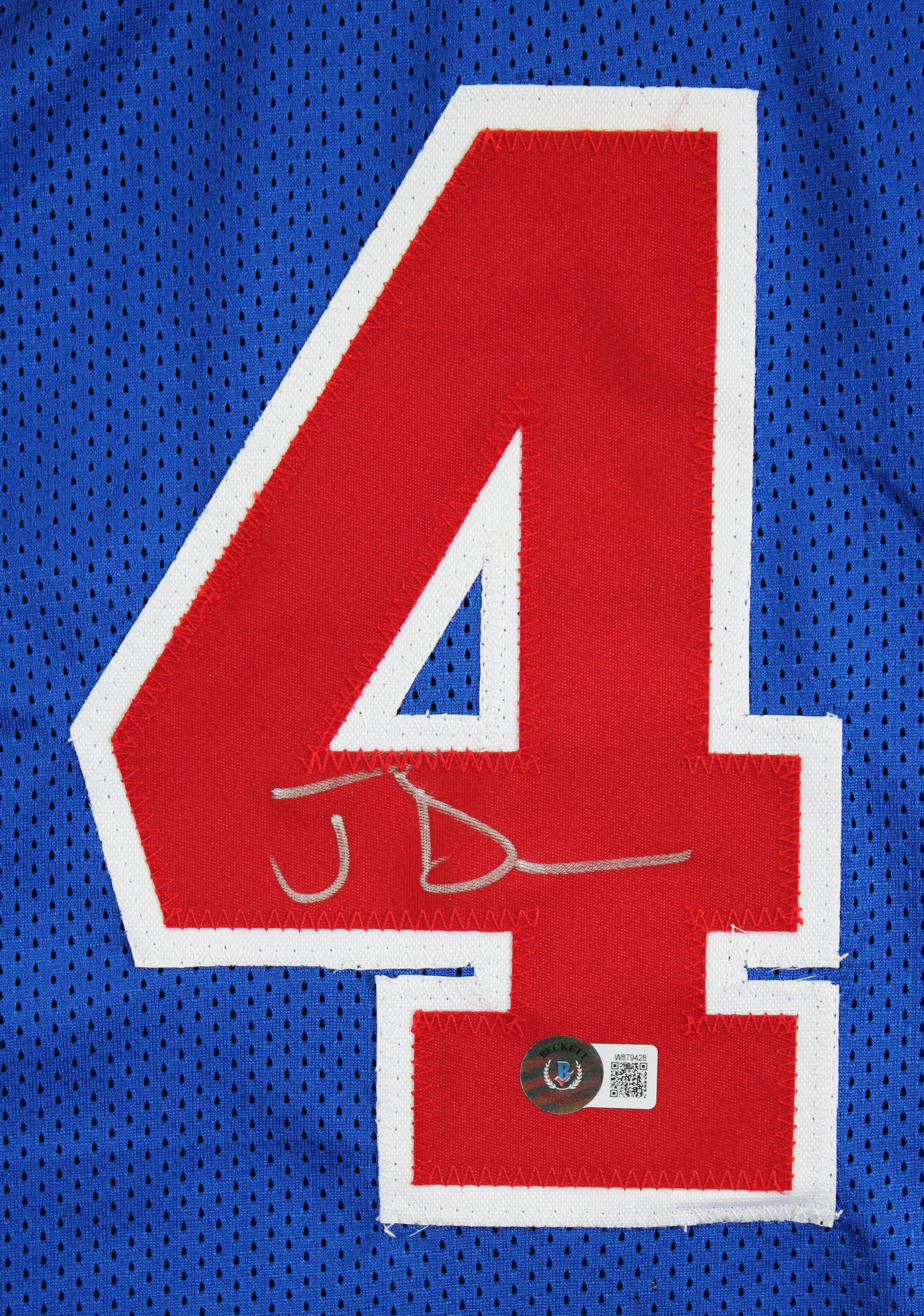 Joe Dumars Authentic Signed Blue Pro Style Jersey Autographed BAS Witnessed 2