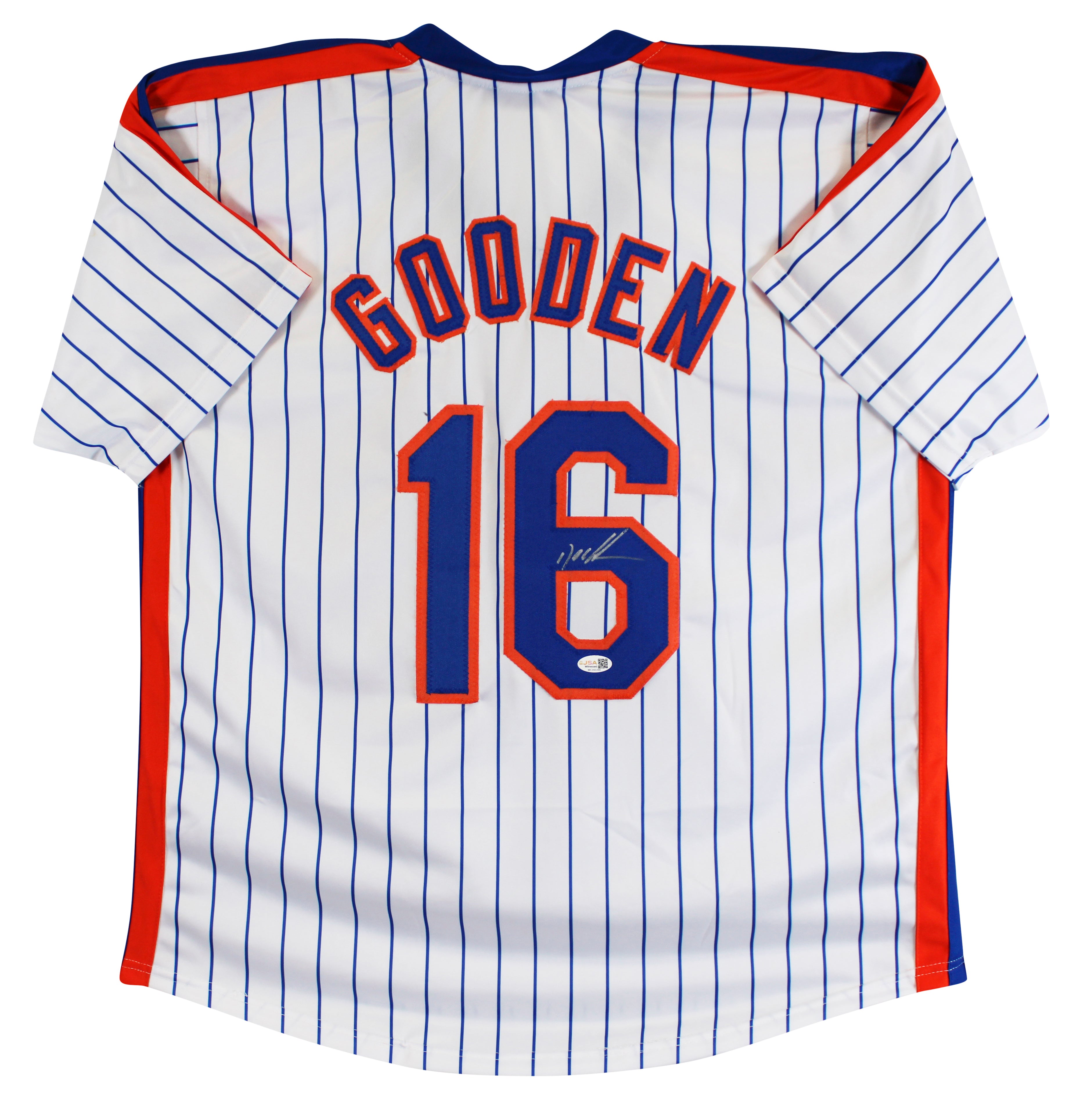 Doc Gooden Authentic Signed White Pinstripe Pro Style Jersey JSA Witness