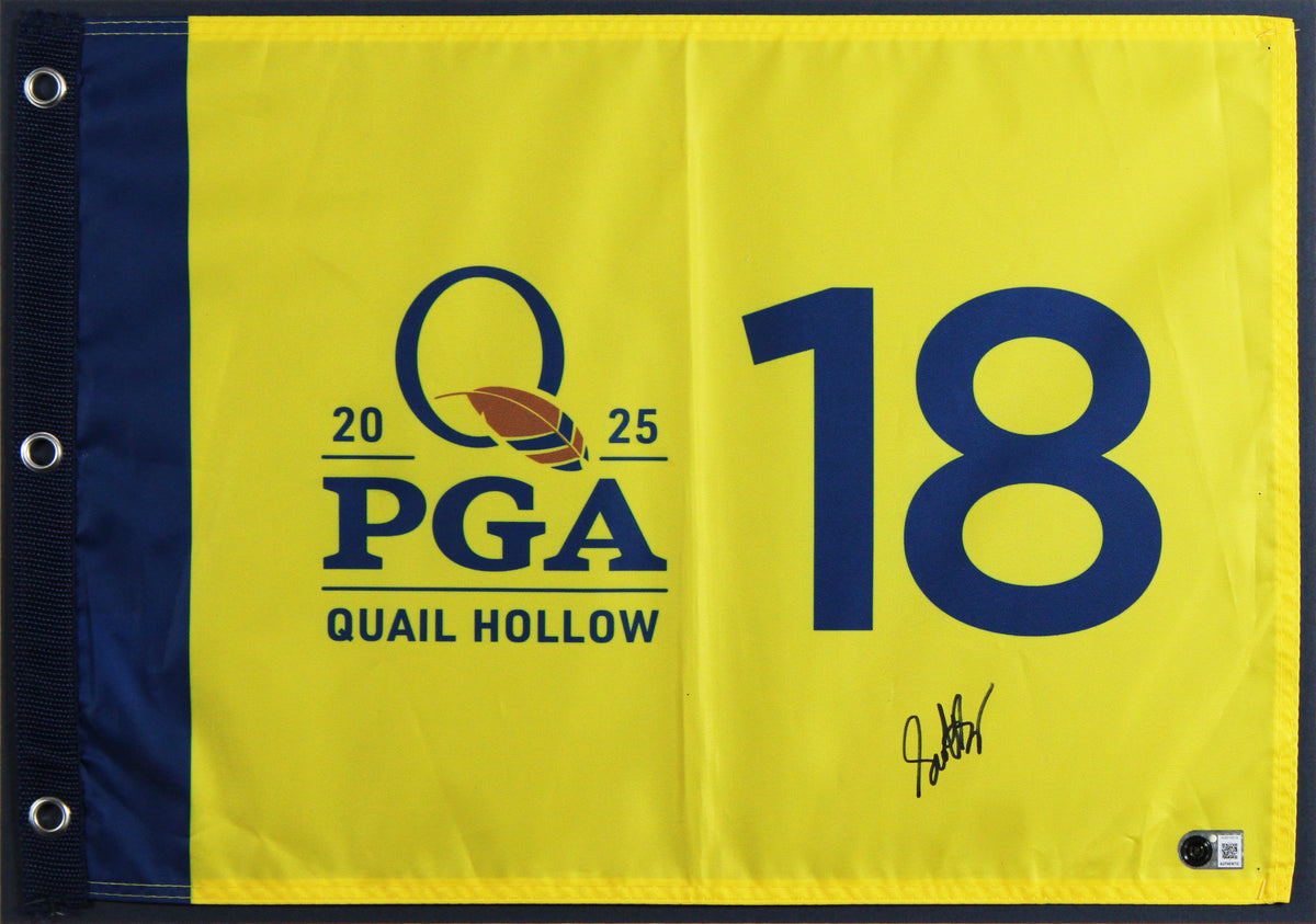 Scotty Scheffler Signed & Framed 2025 PGA Quail Hollow Golf Club Pin Flag BAS