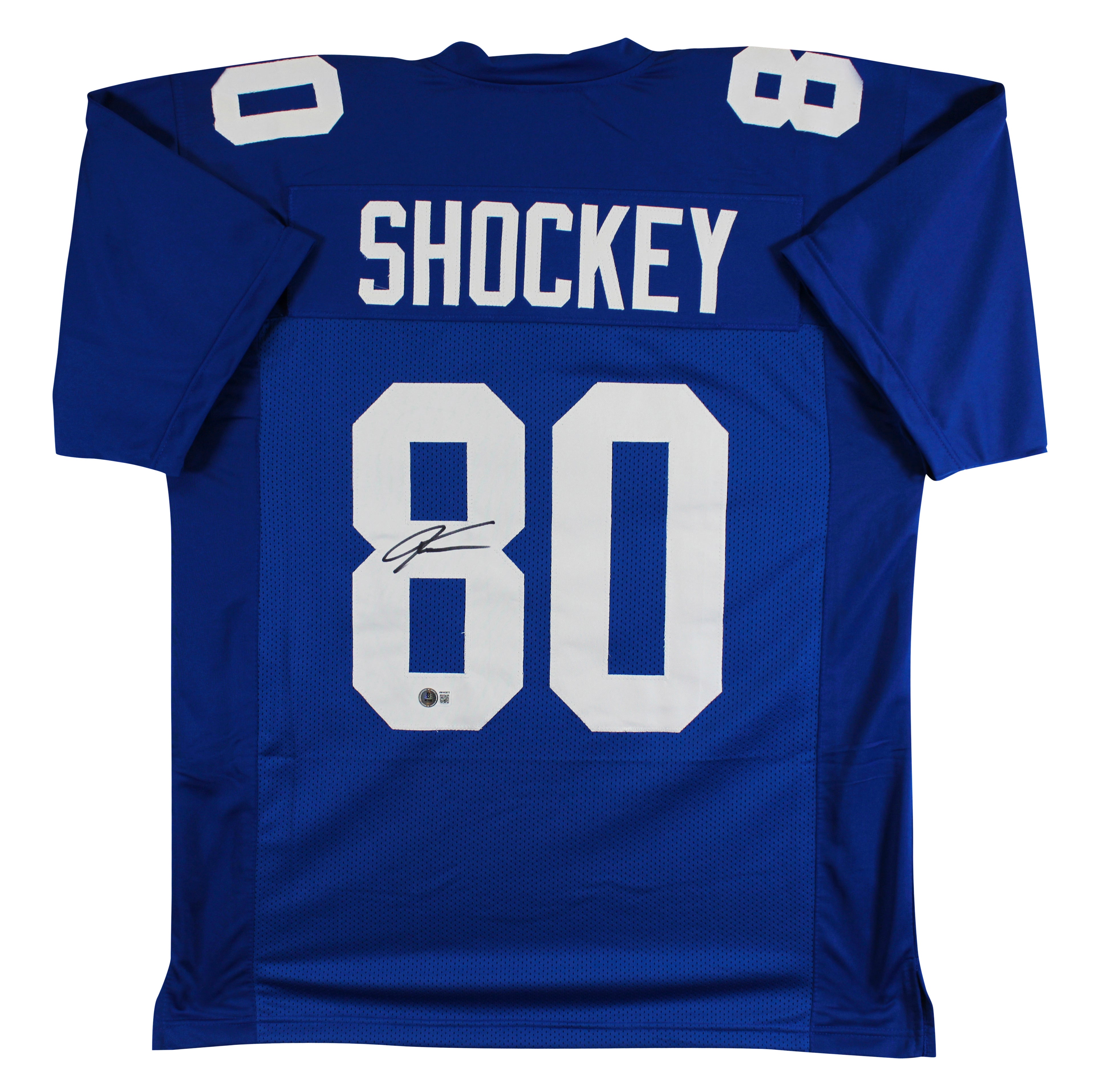 Jeremy Shockey Authentic Signed Blue Pro Style Jersey Autographed BAS Witness 2