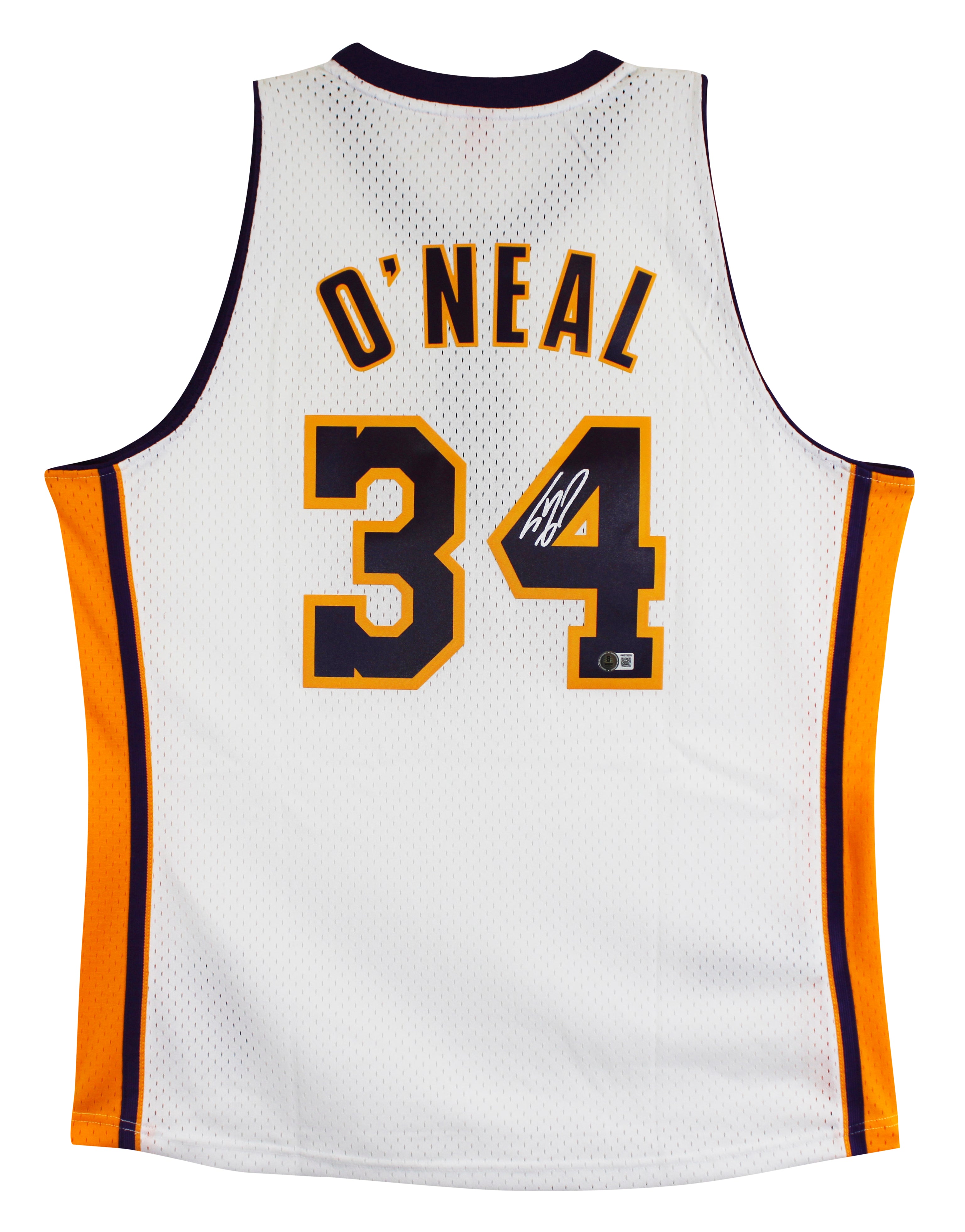 Lakers Shaquille O'Neal Signed White M&N 02-03 TB HWC Swingman Jersey BAS Wit