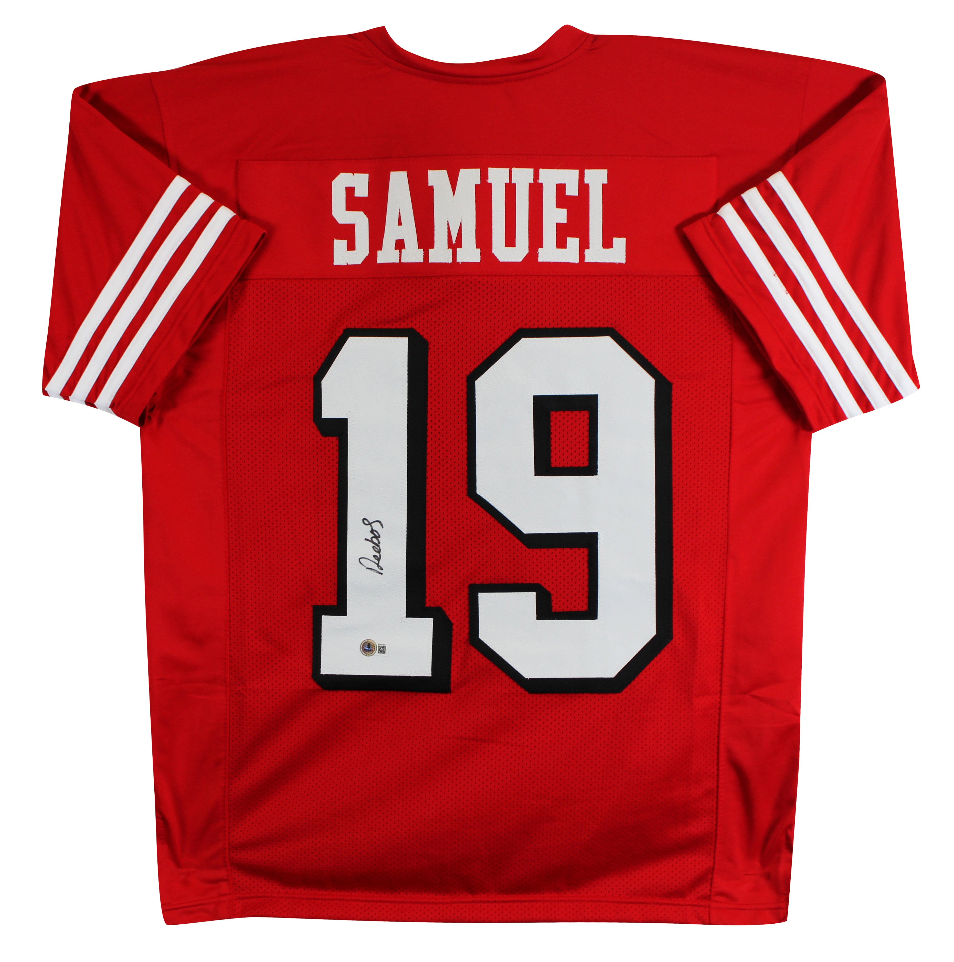 Deebo Samuel Authentic Signed Red Pro Style Jersey W/ Drop Shadow BAS