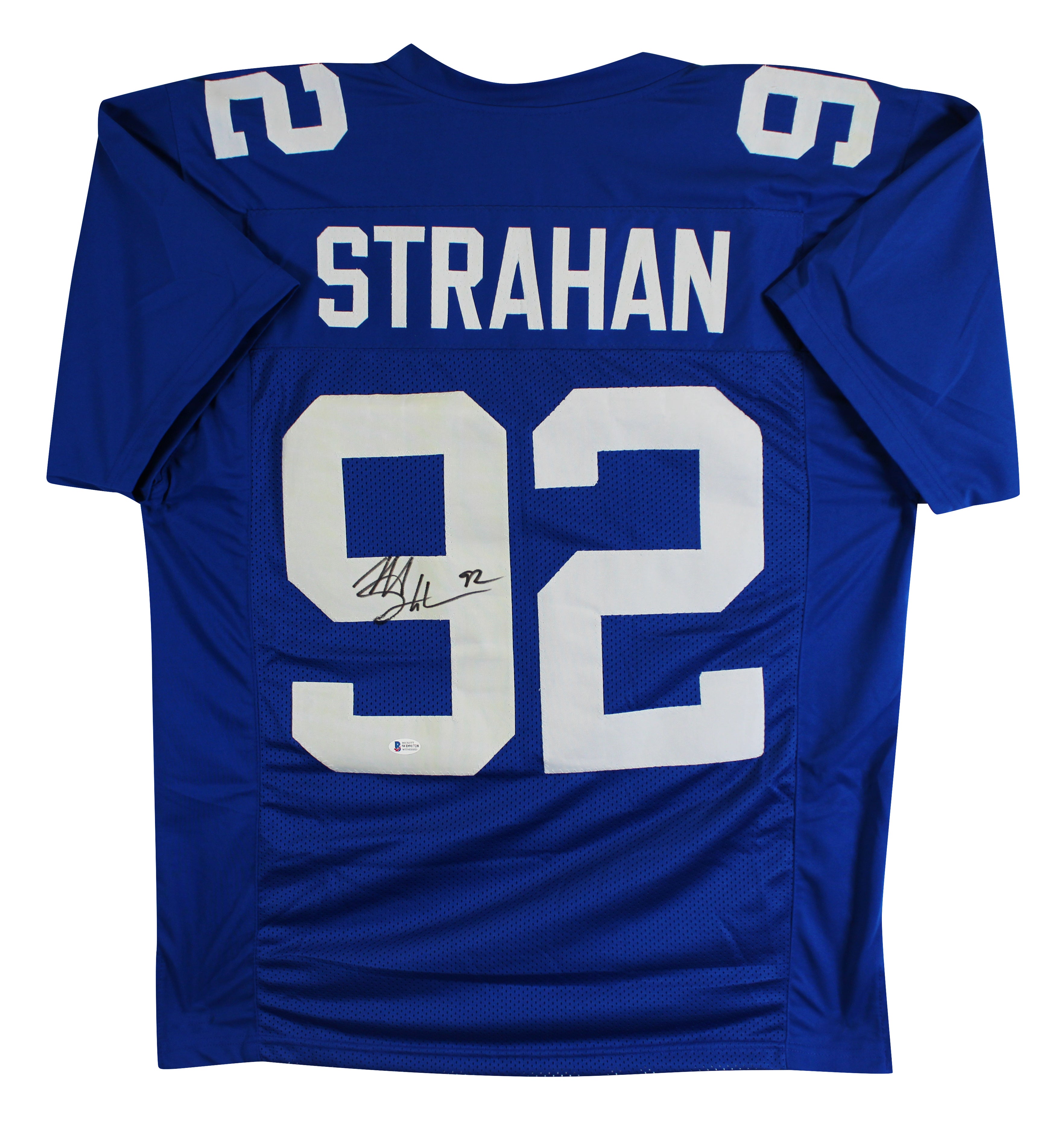Michael Strahan Authentic Signed Blue Pro Style Jersey BAS Witness #WD91728