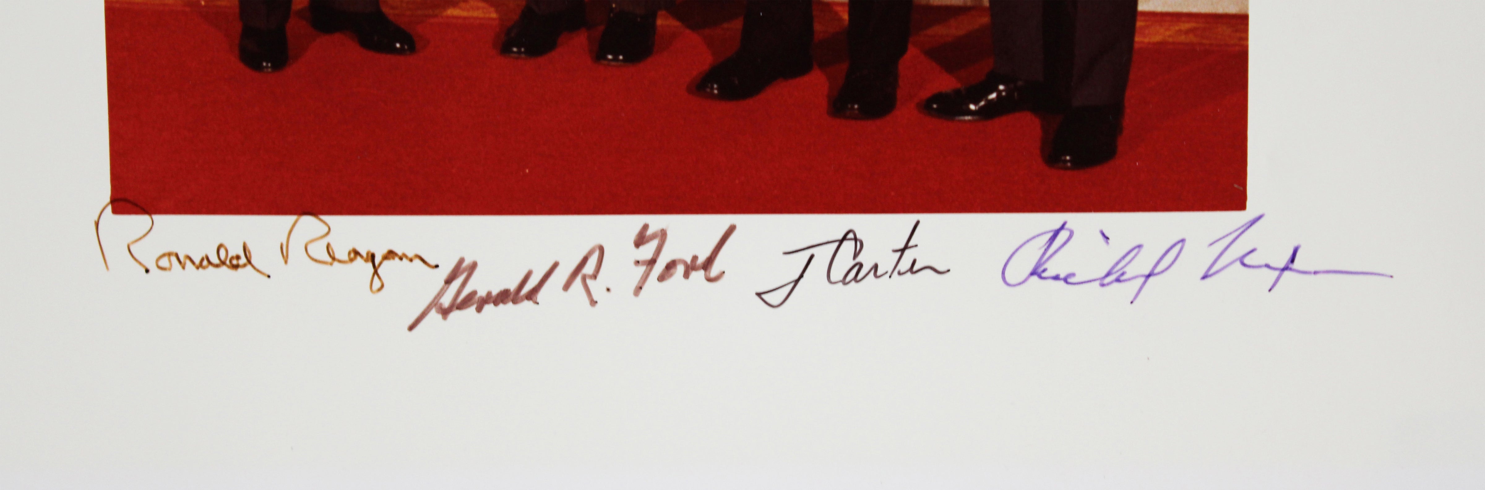 US Presidents (4) Reagan, Ford, Carter & Nixon Signed 11x14 Photo BAS #AE13548