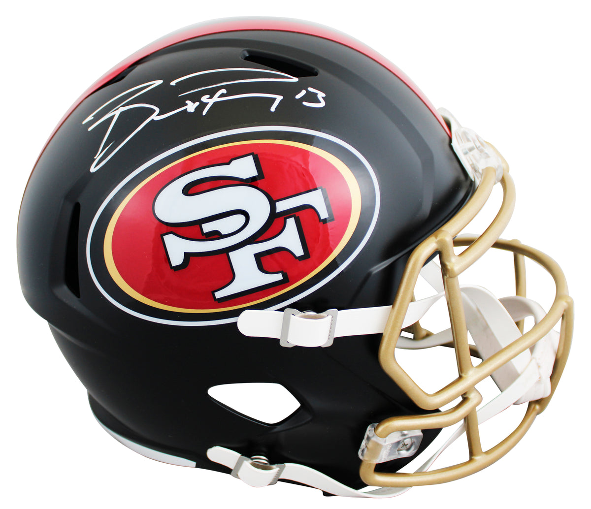 49ers Brock Purdy Signed 2025 Rivalries Full Size Speed Rep Helmet BAS Witnessed