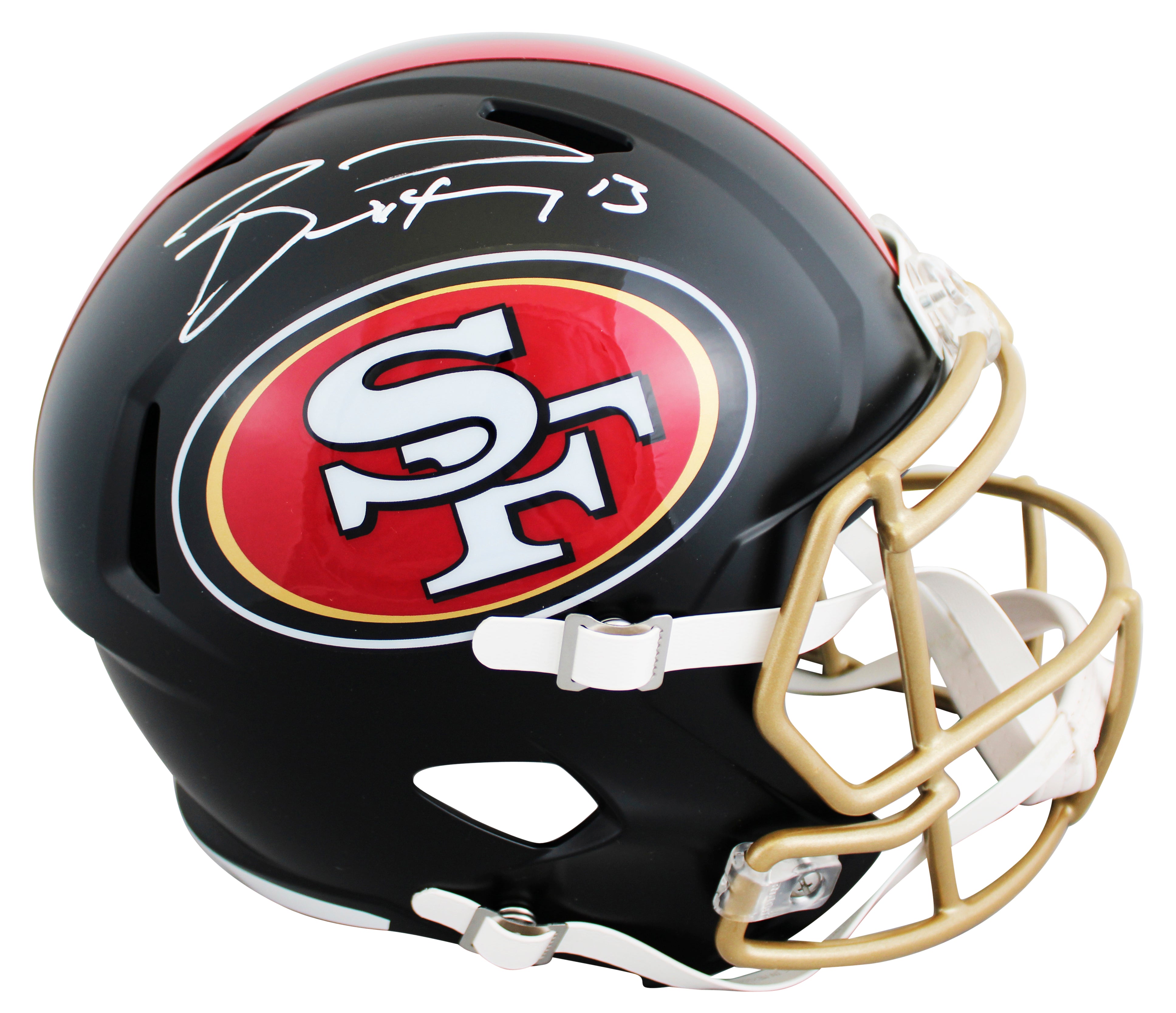 49ers Brock Purdy Signed 2025 Rivalries Full Size Speed Rep Helmet W/ Case BAS W