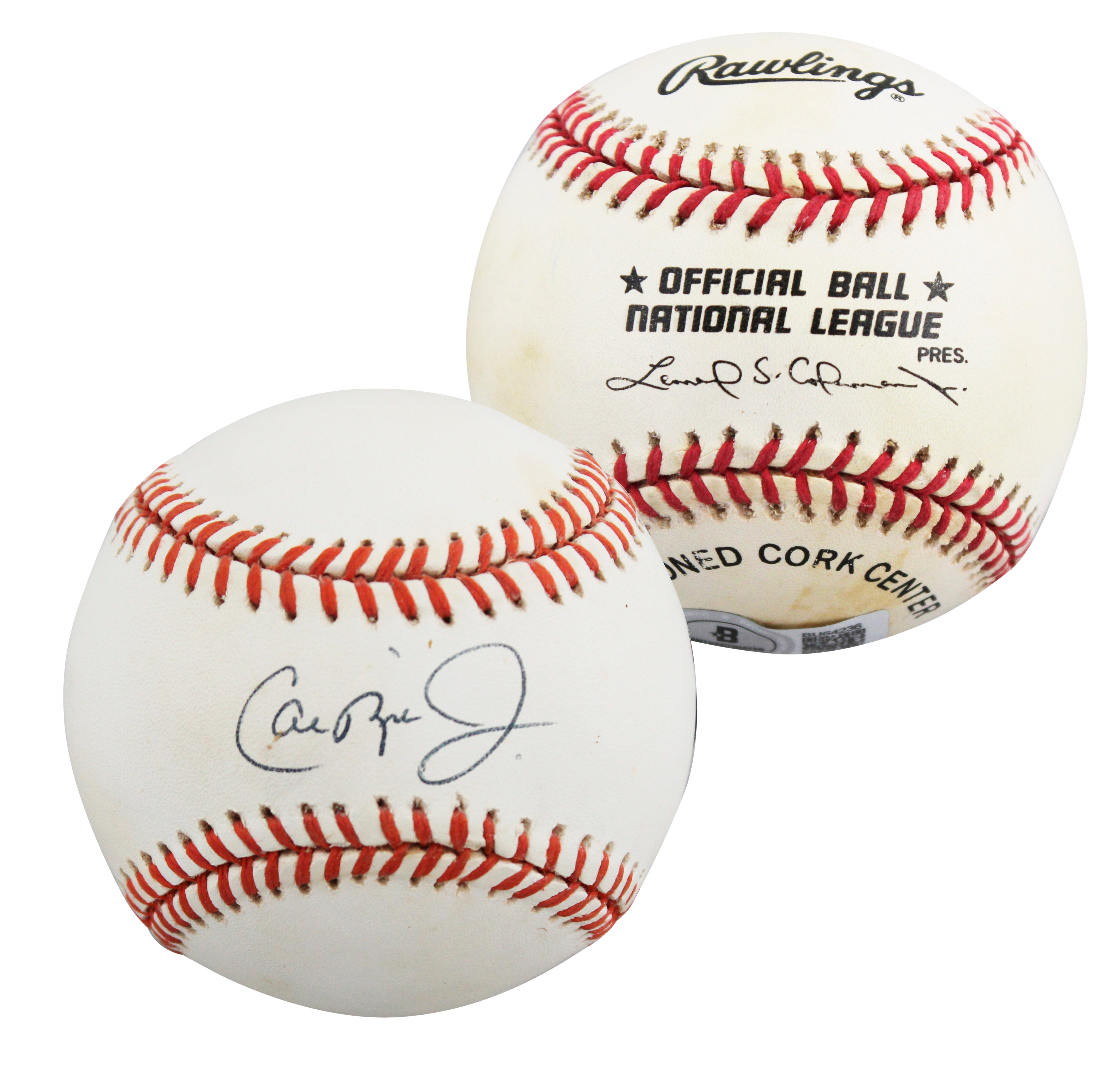Orioles Cal Ripken Jr. Authentic Signed Gene Budig ONL Baseball BAS #BU64242