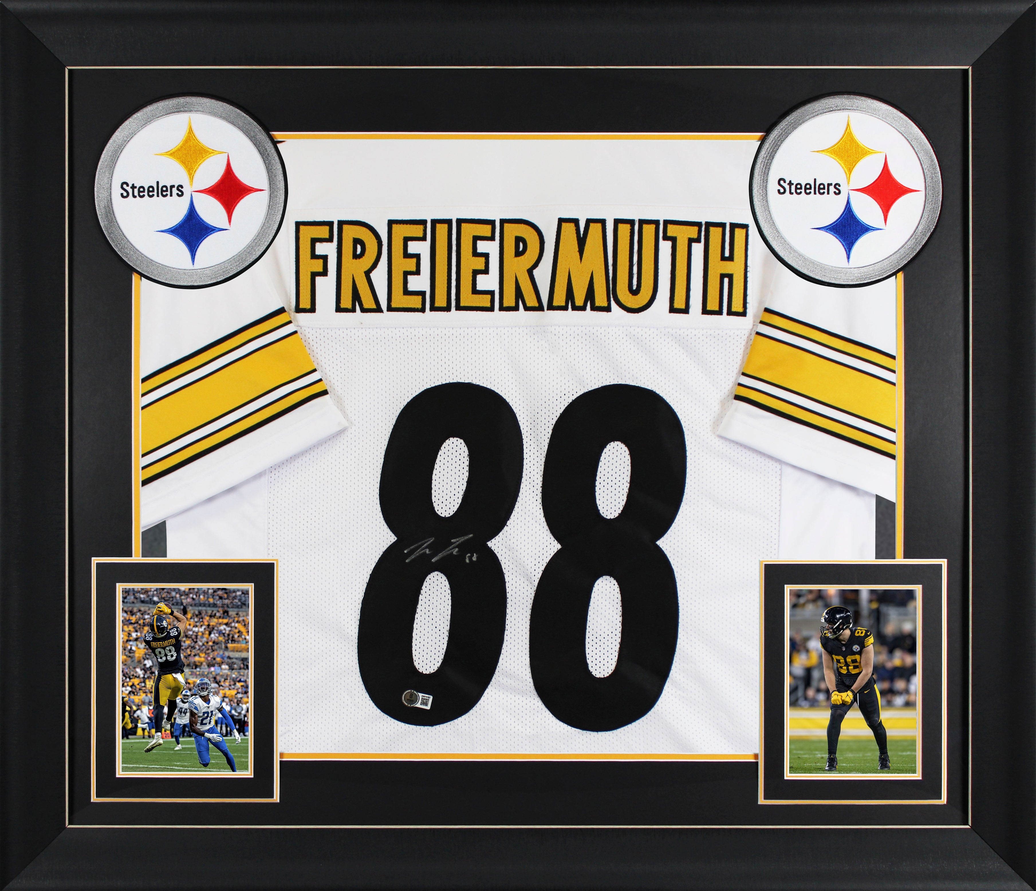 Pat Freiermuth Authentic Signed White Pro Style Framed Jersey BAS Witnessed