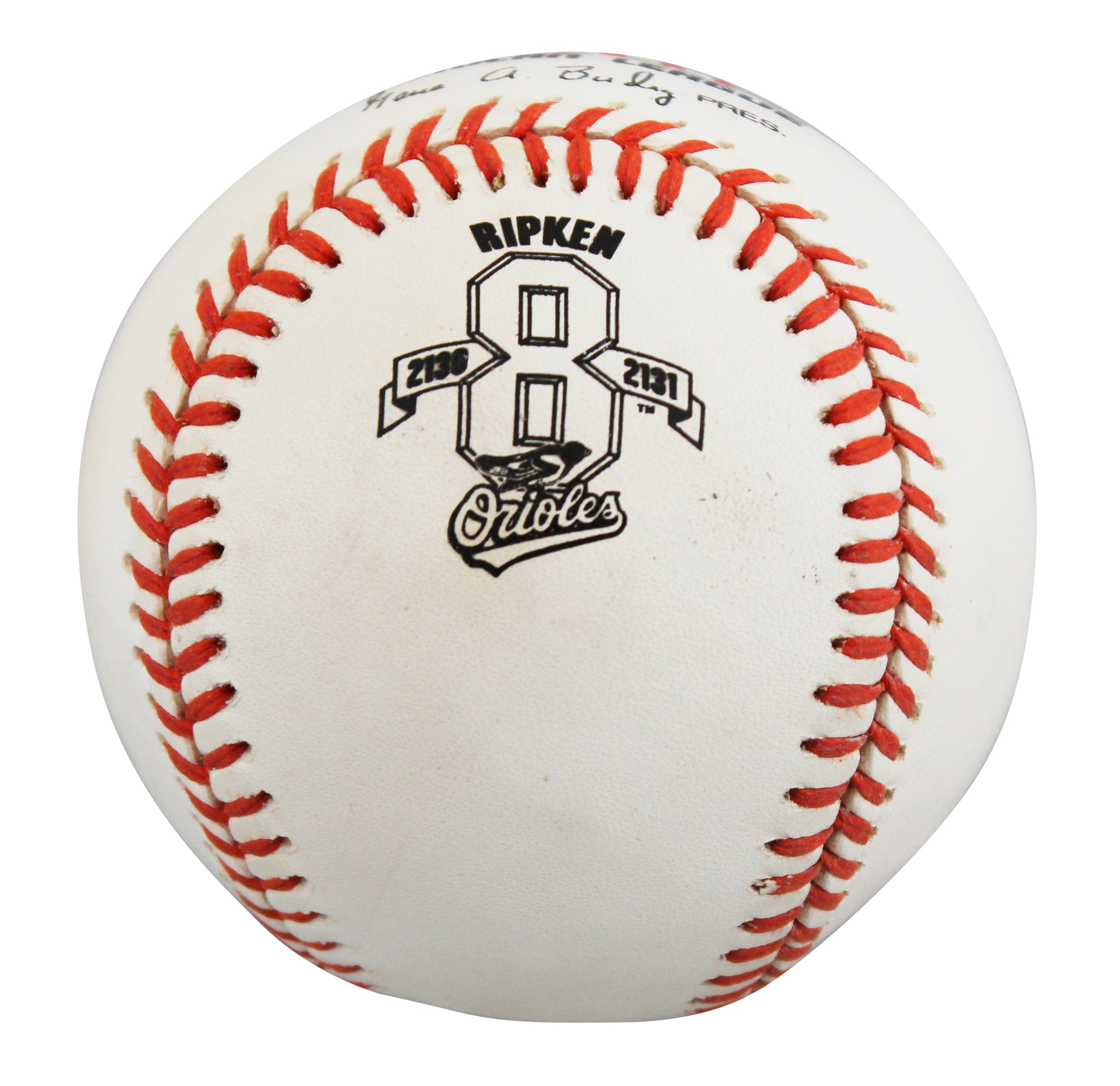 Orioles Cal Ripken Jr. Authentic Signed Gene Budig ONL Baseball BAS #BU64242