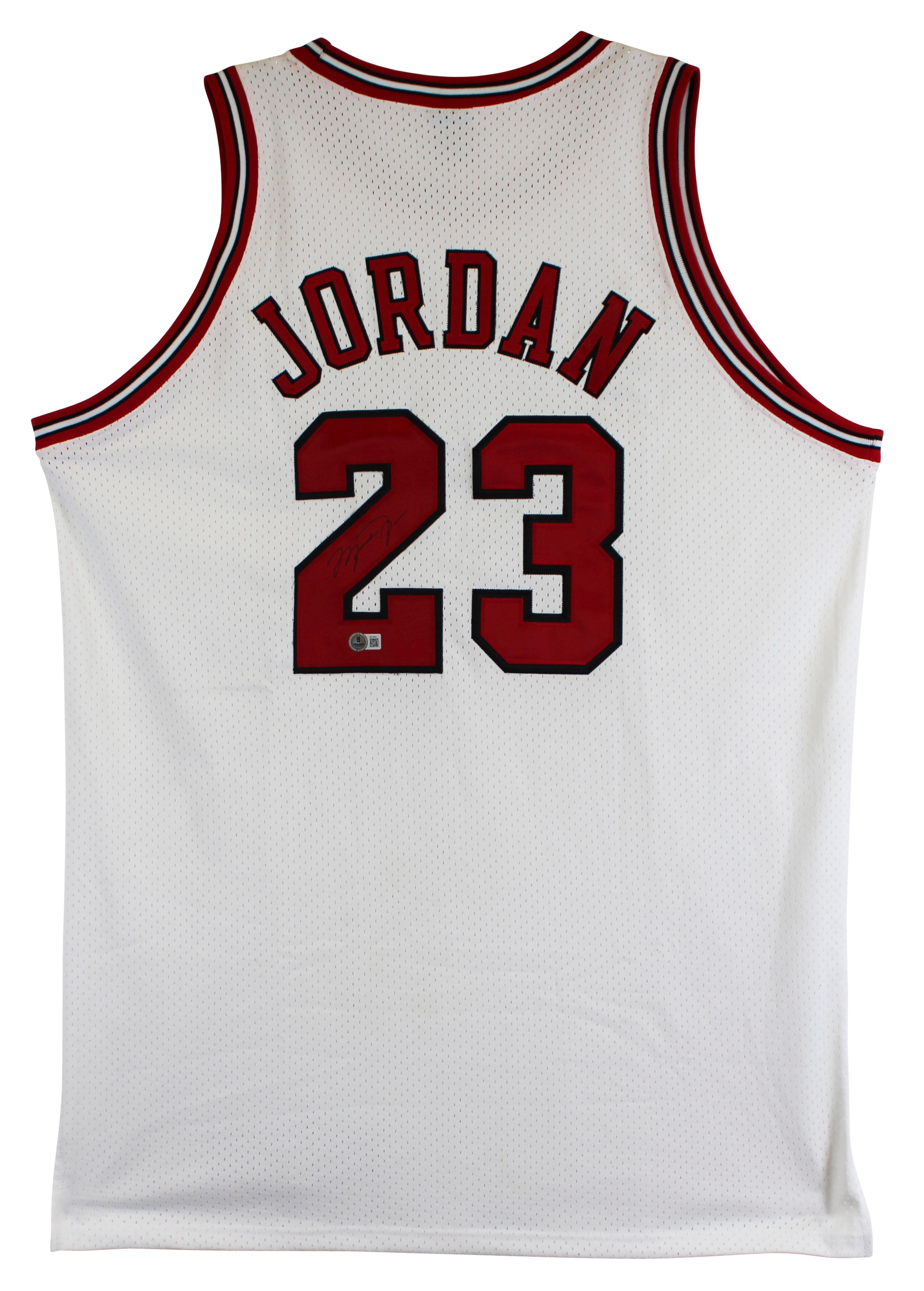 Bulls Michael Jordan Authentic Signed White Nike Size 50 Jersey BAS LOA #AE13531