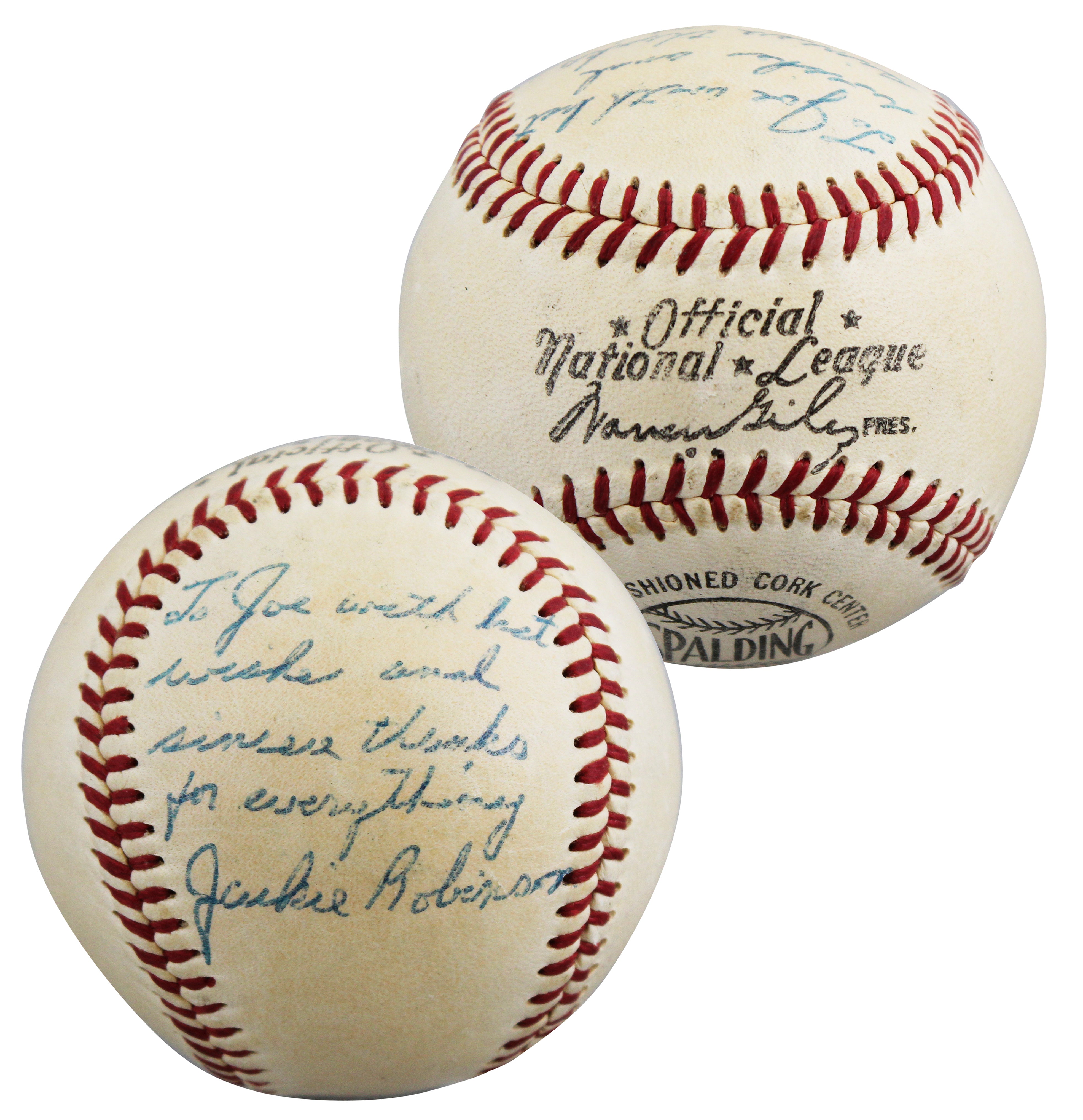 Dodgers Jackie Robinson "With Best Wishes" Signed ONL Baseball PSA & JSA LOAs