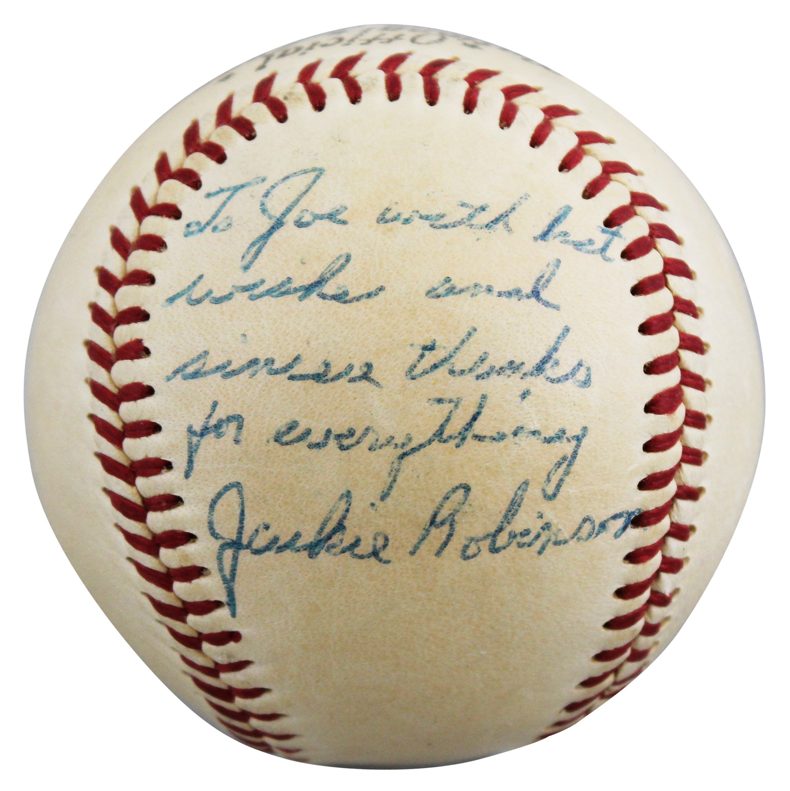 Dodgers Jackie Robinson "With Best Wishes" Signed ONL Baseball PSA & JSA LOAs