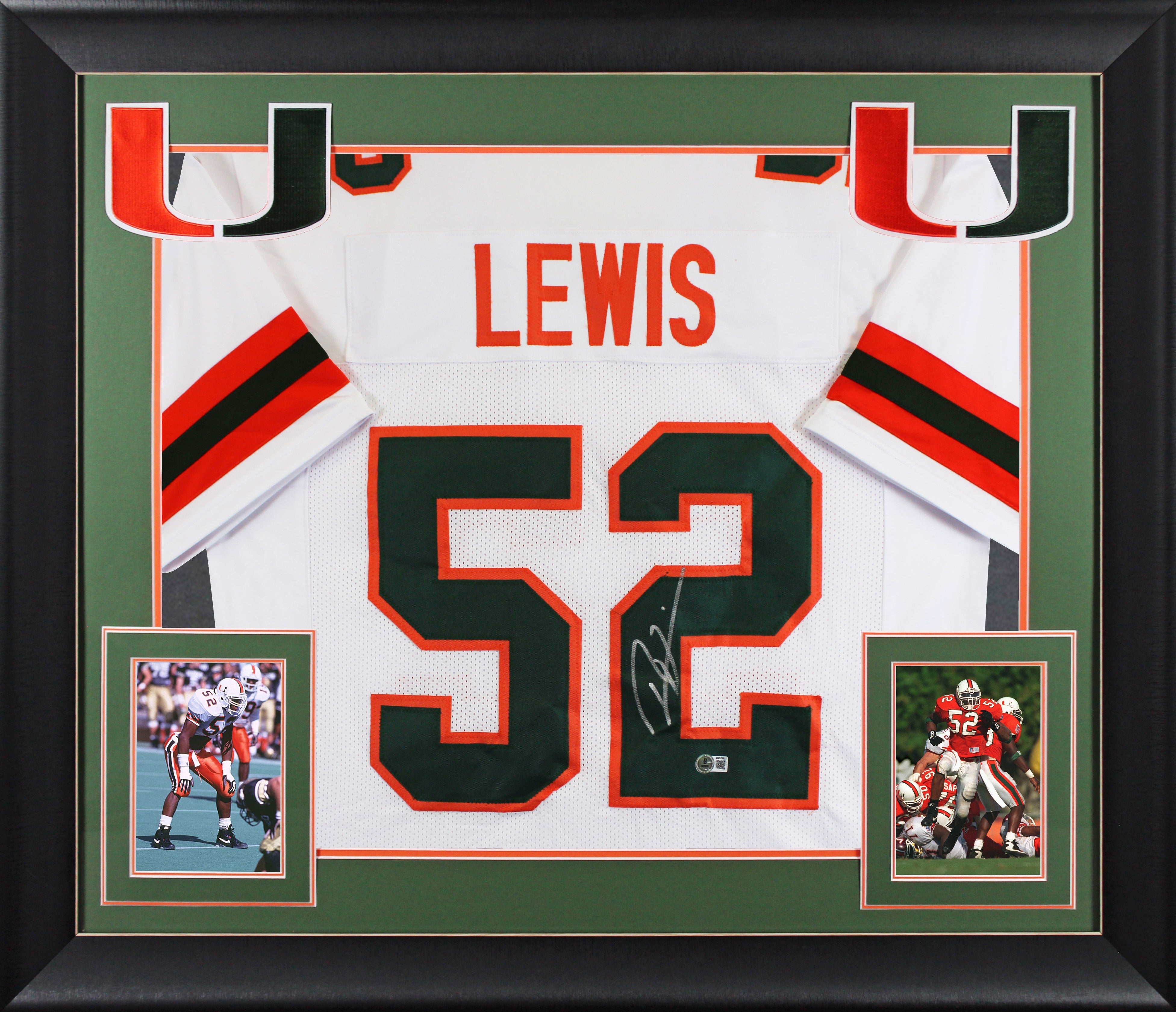 Miami Ray Lewis Authentic Signed White Pro Style Framed Jersey BAS Witnessed