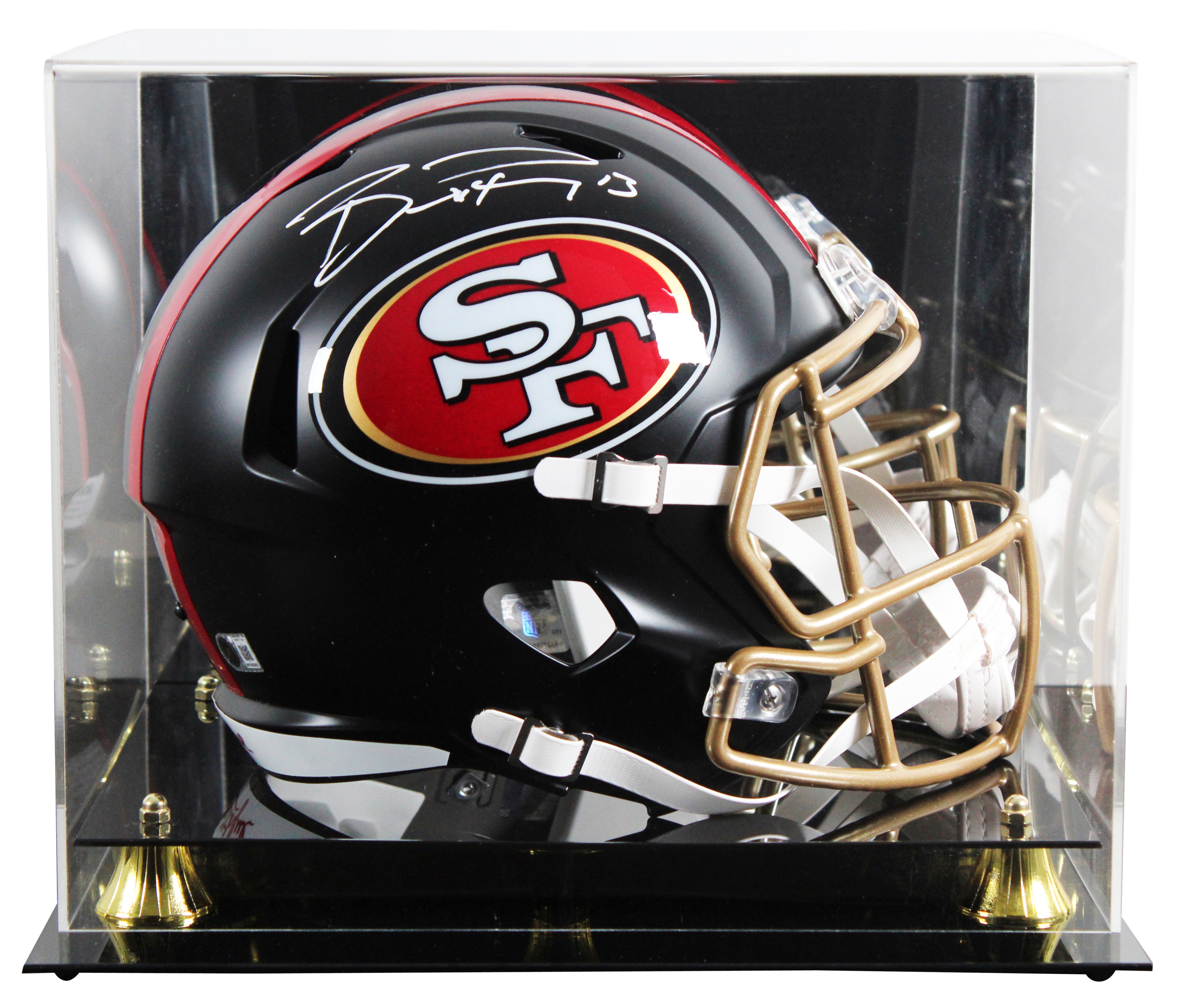 49ers Brock Purdy Signed 2025 Rivalries Full Size Speed Rep Helmet W/ Case BAS W