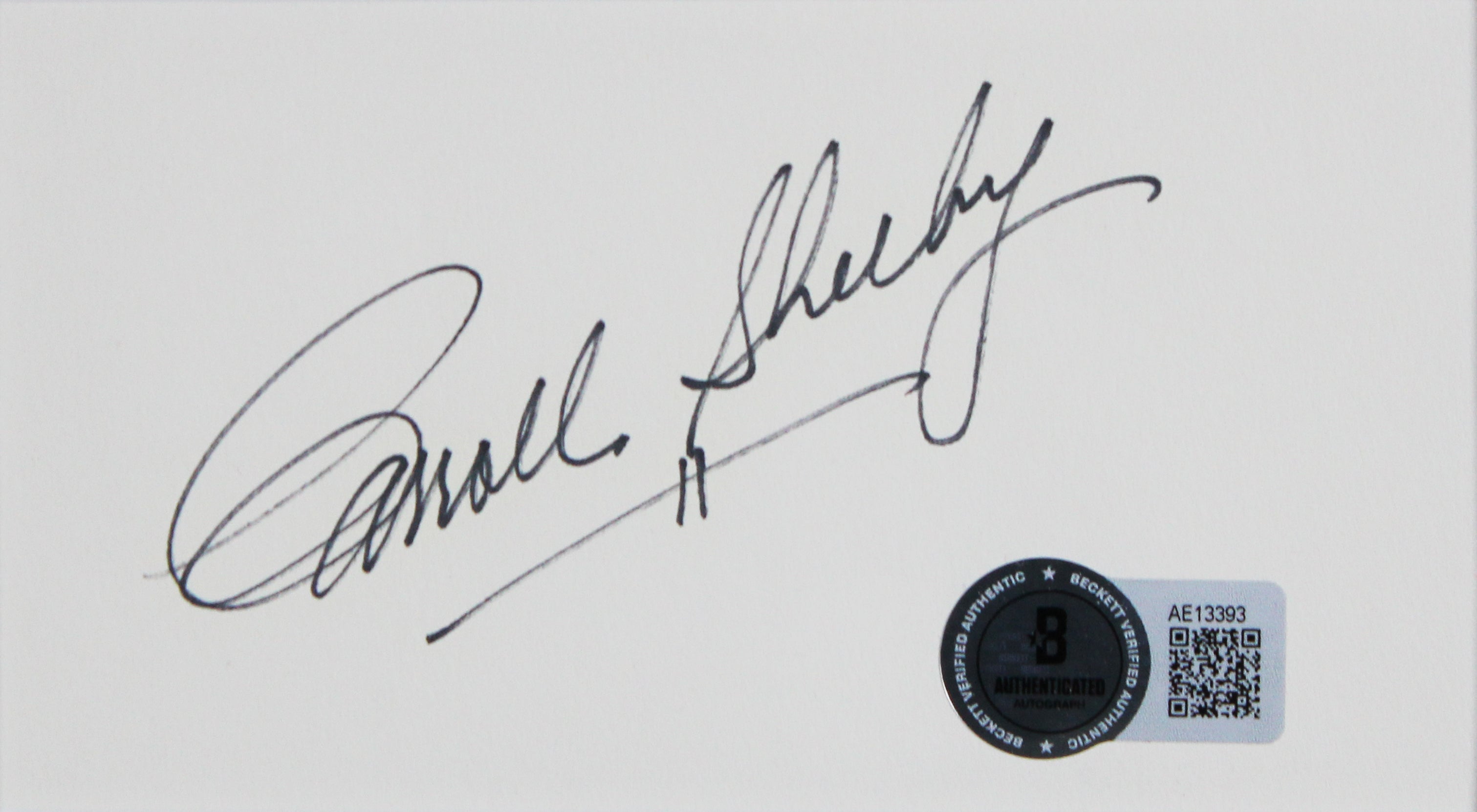 Carroll Shelby Authentic Signed 3x6 Cut Signature Framed Display BAS #AE13393