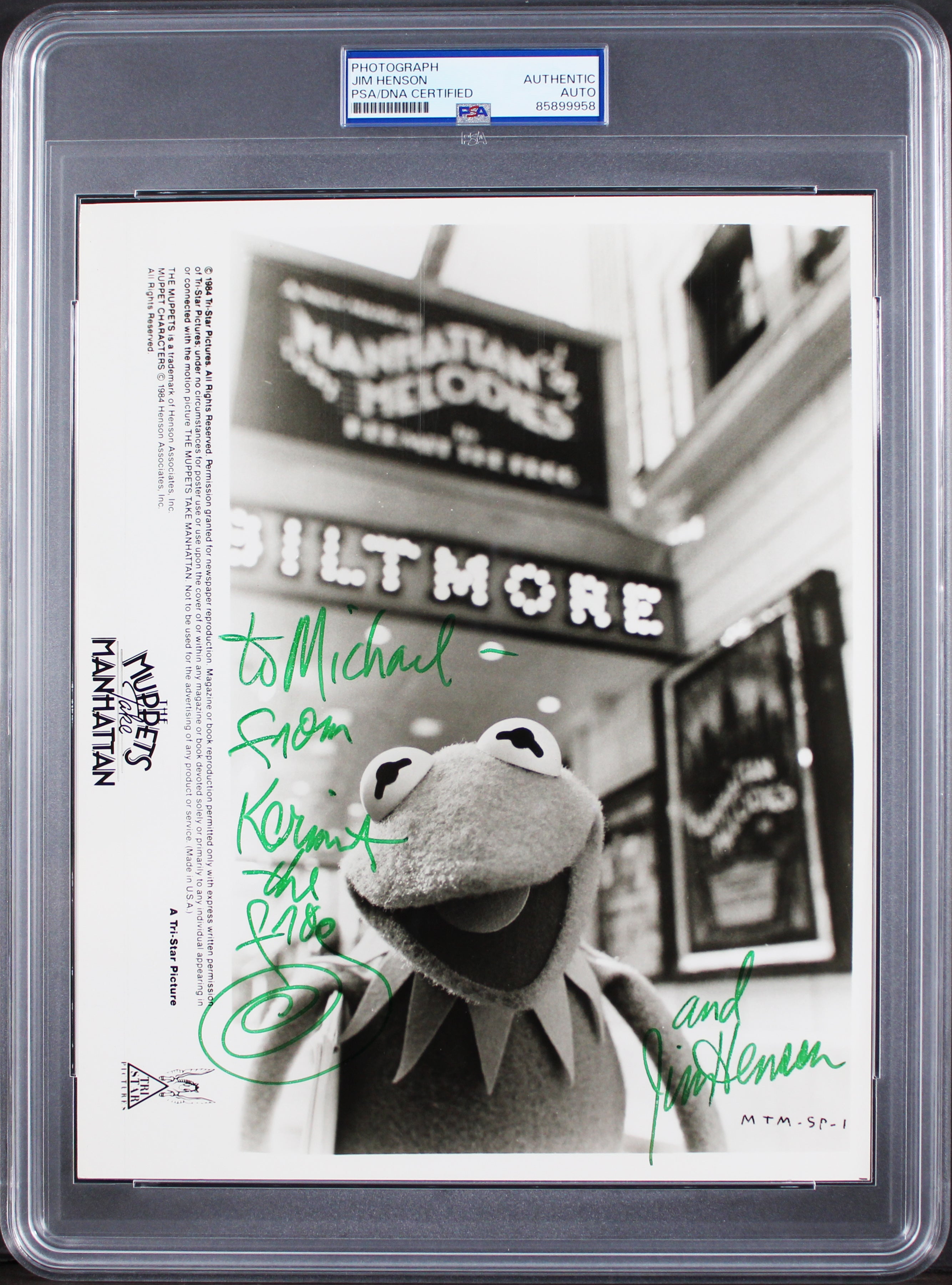 Jim Henson The Muppets "From Kermit the Frog" Signed 8x10 Promo Photo PSA Slab