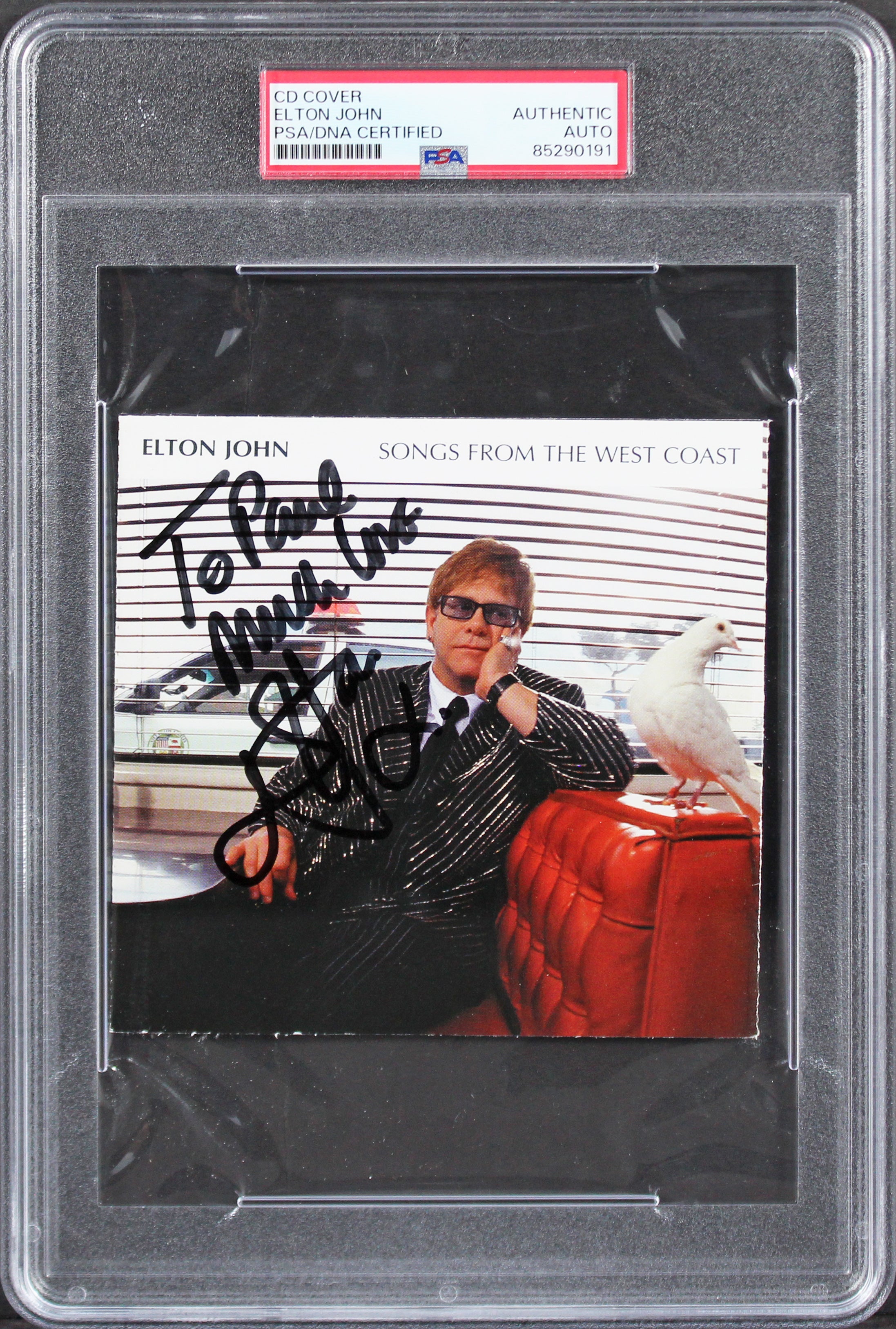 Elton John "Much Love" Signed Songs From The West Coast Cd Cover PSA/DNA Slabbed