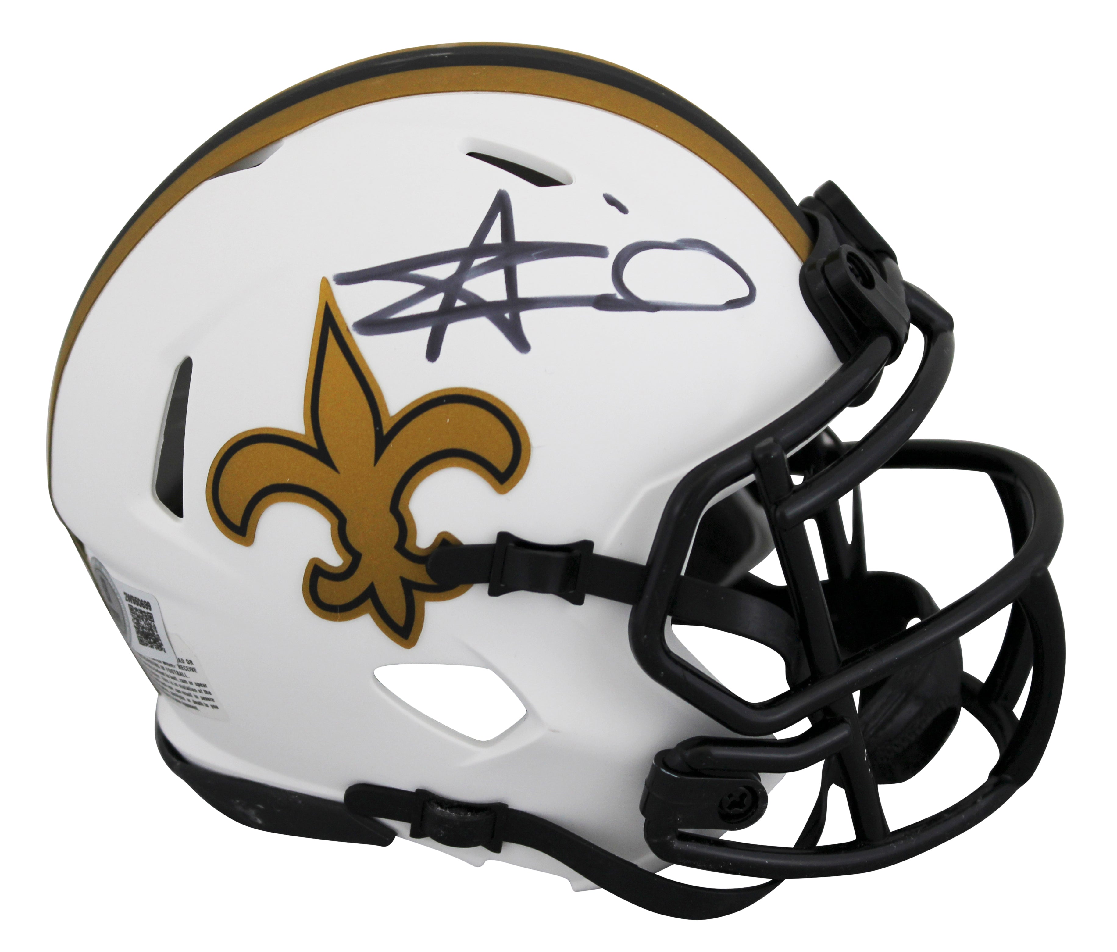 Saints Alvin Kamara Authentic Signed Lunar Speed Mini Helmet BAS Witnessed
