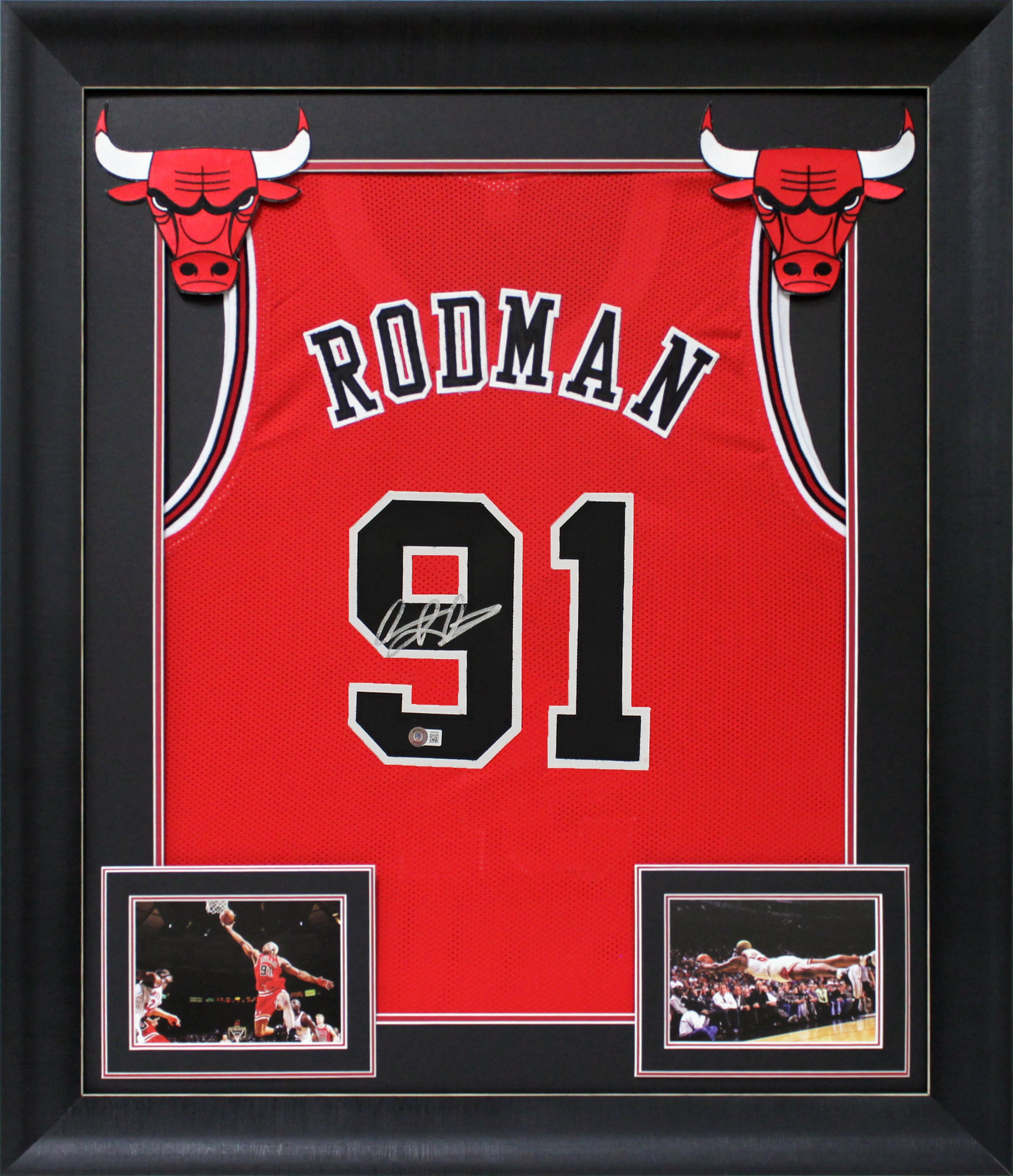 Dennis Rodman Authentic Signed Red Pro Style Framed Jersey BAS Witnessed