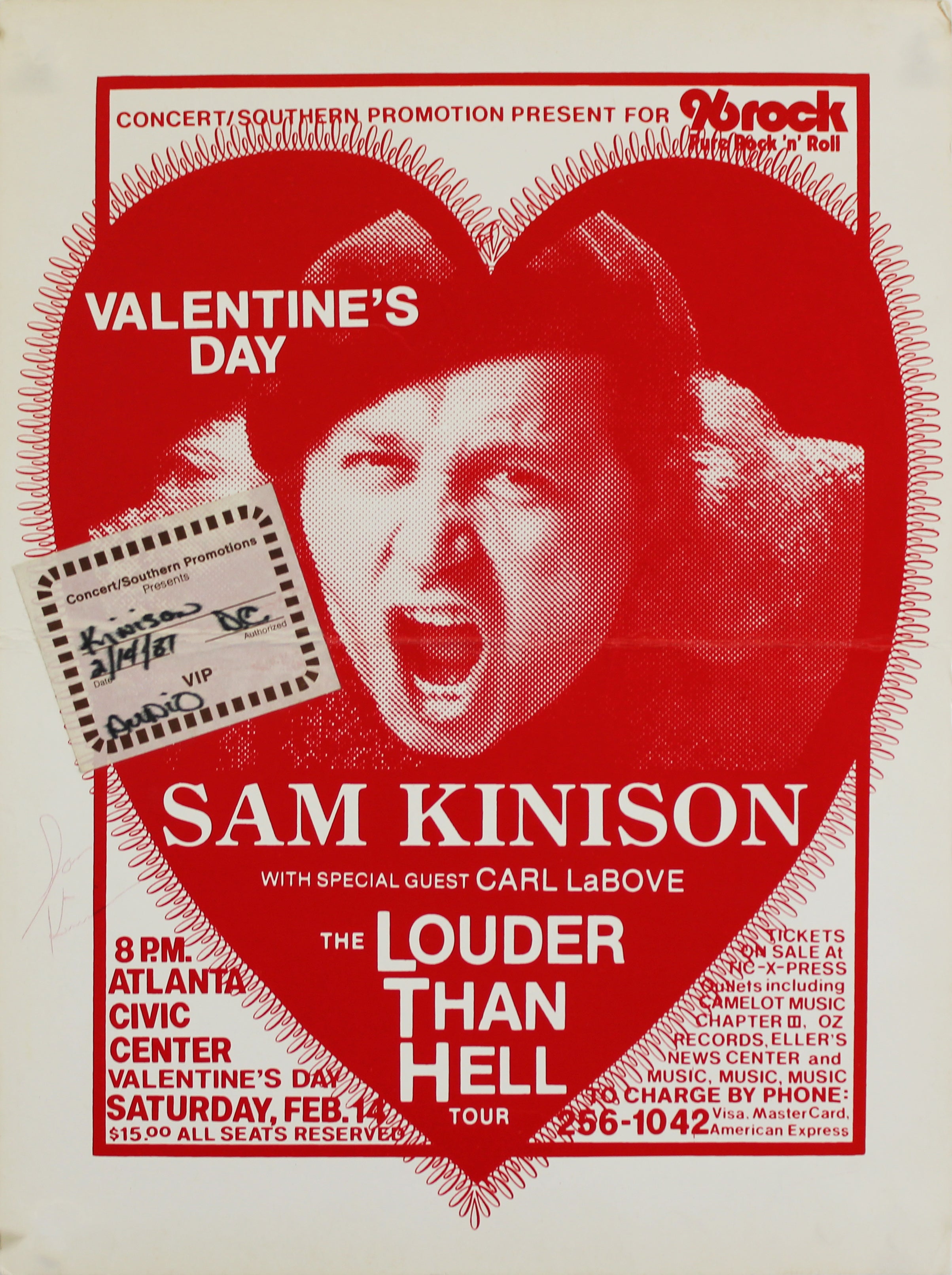 Sam Kinison Signed 14x19 Louder Than Hell Concert Promotion Poster BAS #AE06761