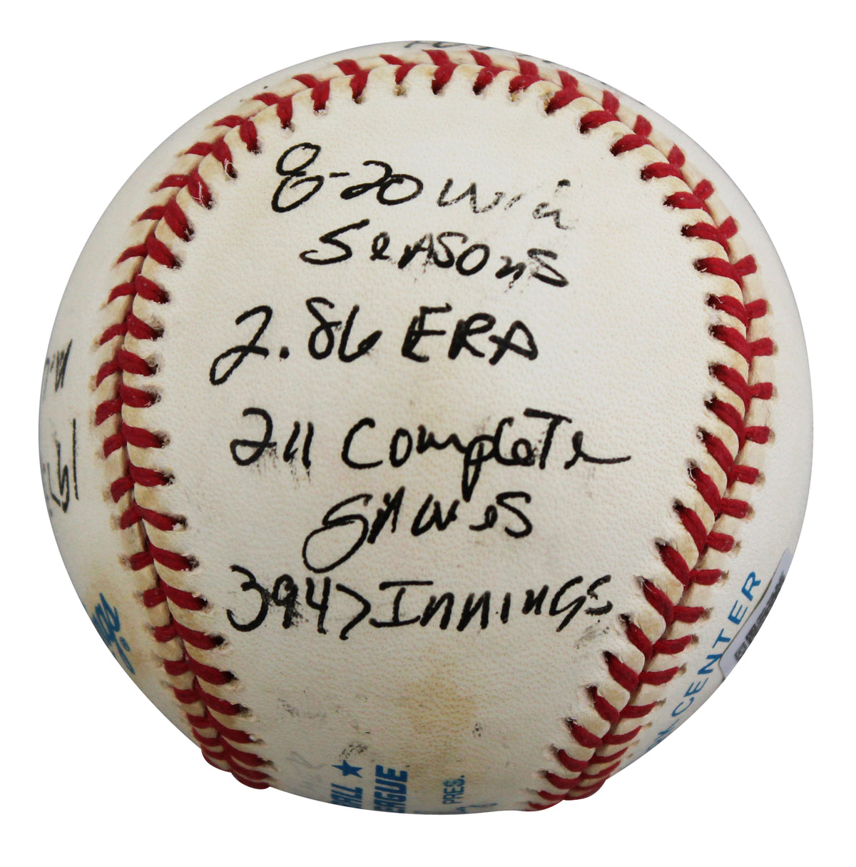 Orioles Jim Palmer "8x Insc" Authentic Signed Budig OAL Baseball BAS #BU64250