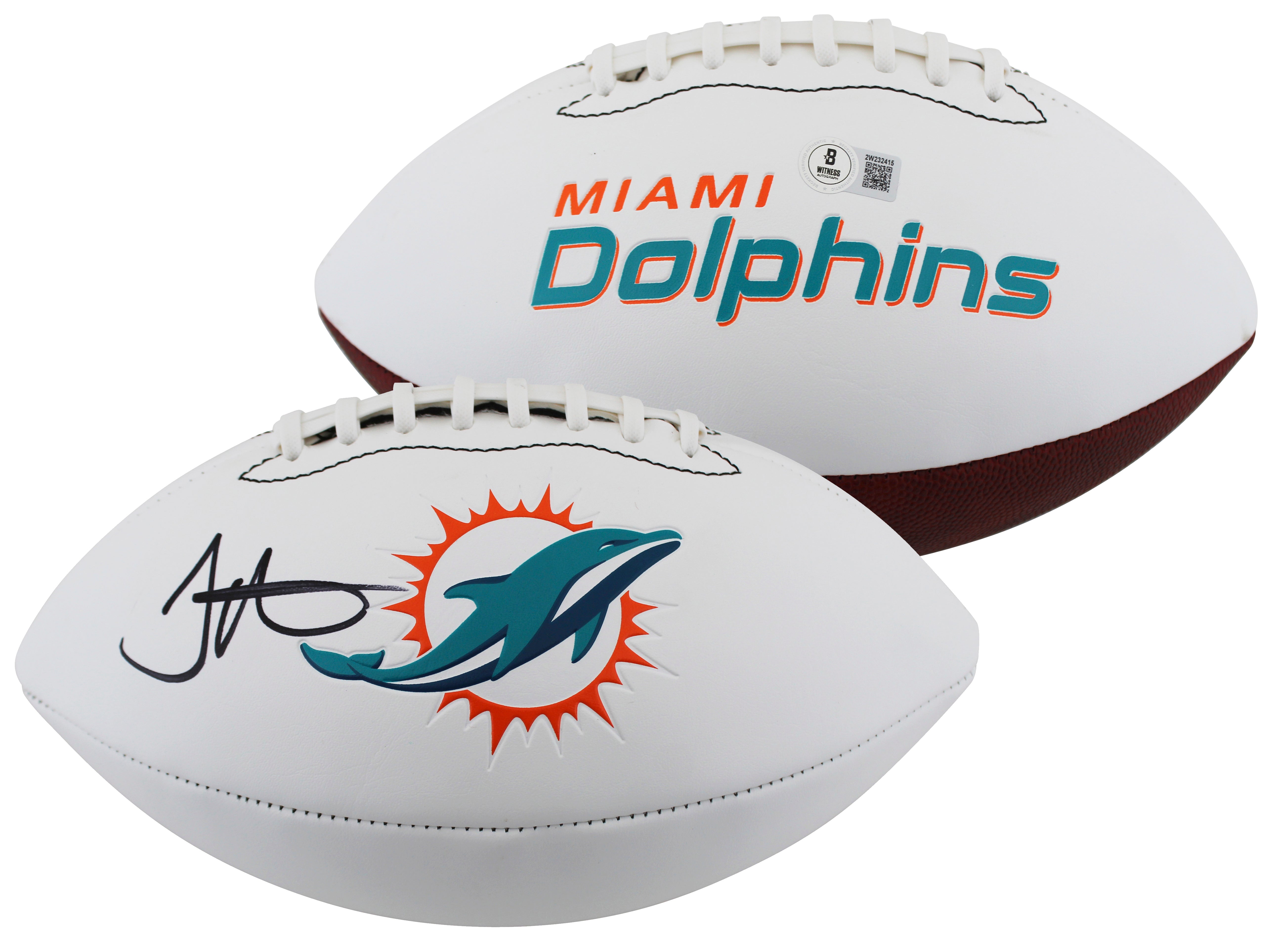 Dolphins Tyreek Hill Signed White Panel Logo Football W/ Case BAS Witnessed