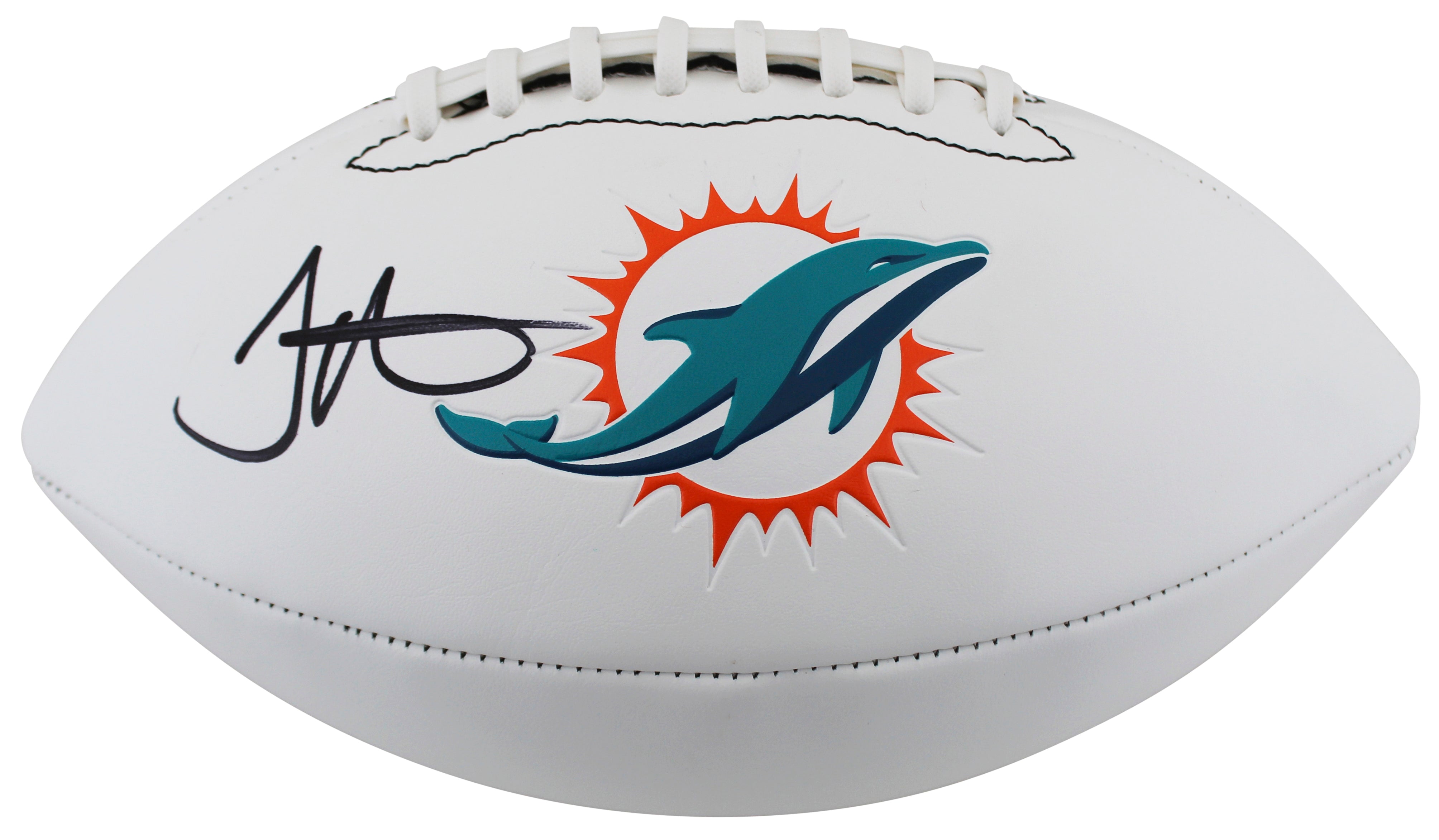Dolphins Tyreek Hill Signed White Panel Logo Football W/ Case BAS Witnessed