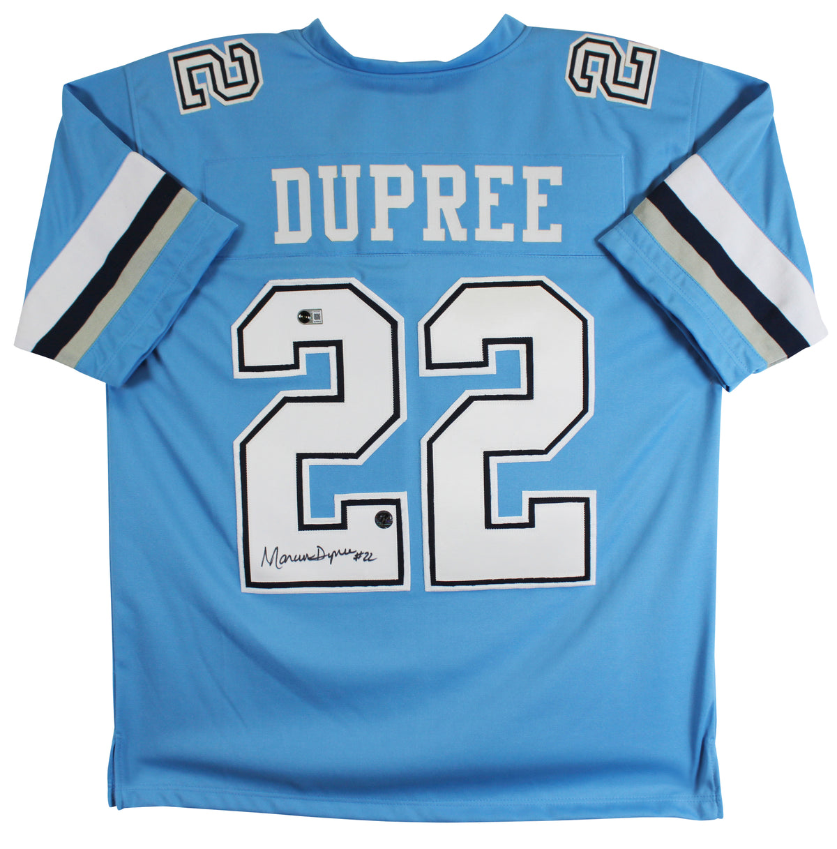 Breakers Marcus Dupree Signed Light Blue Pro Style Jersey BAS #BY031293