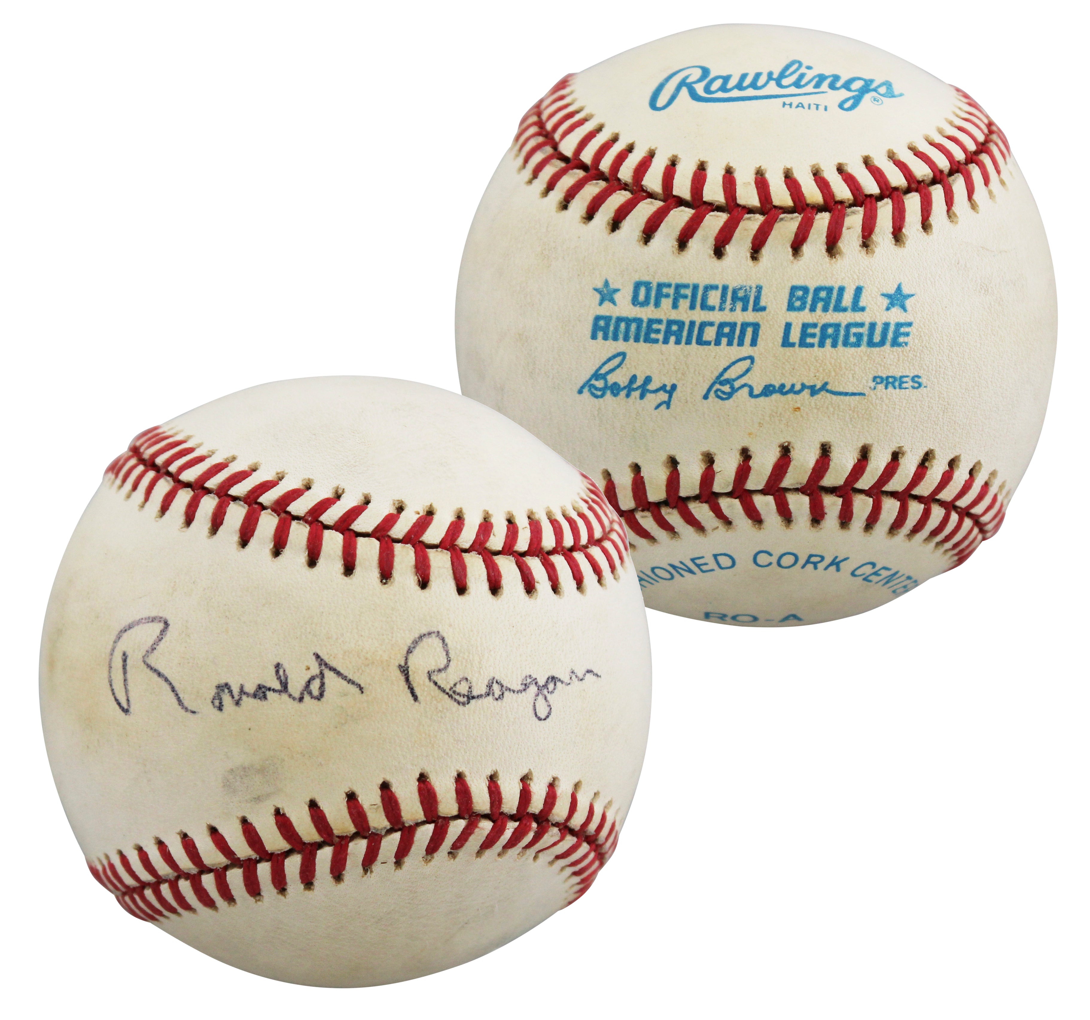 Ronald Reagan Authentic Signed Bobby Brown OAL Baseball Autographed BAS #AE33699
