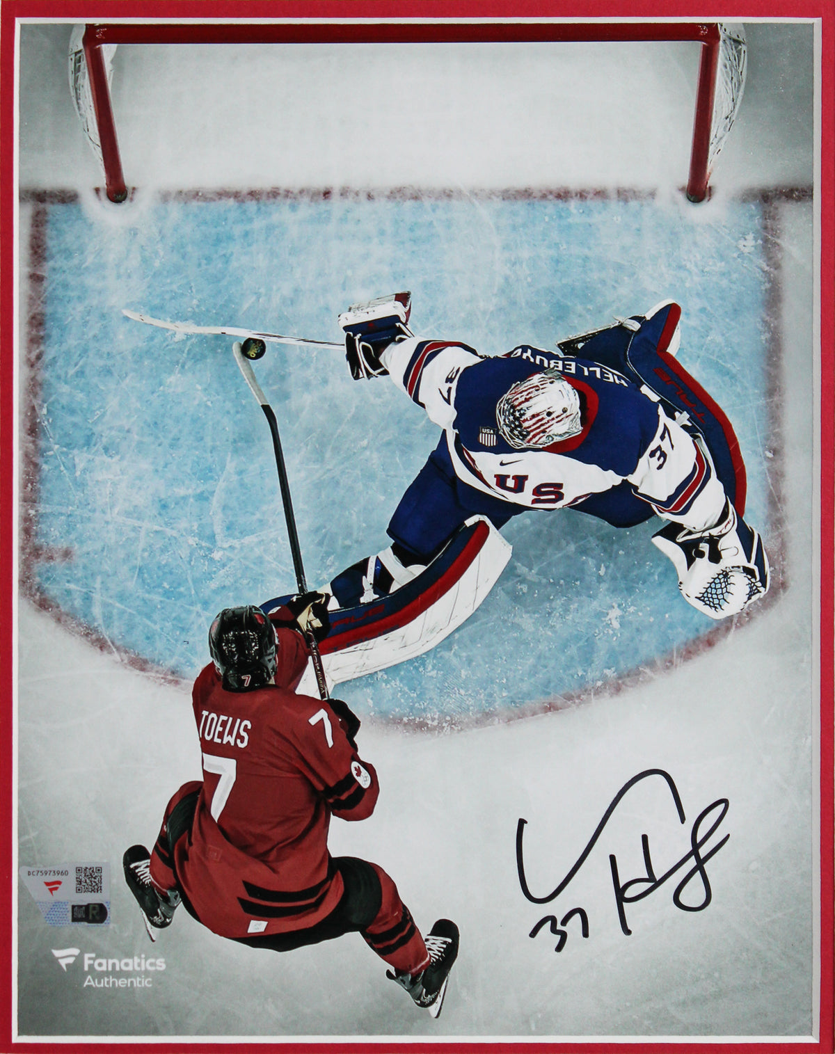 Connor Hellebuyck Authentic Signed 8x10 Framed Vertical Team USA Photo Fanatics