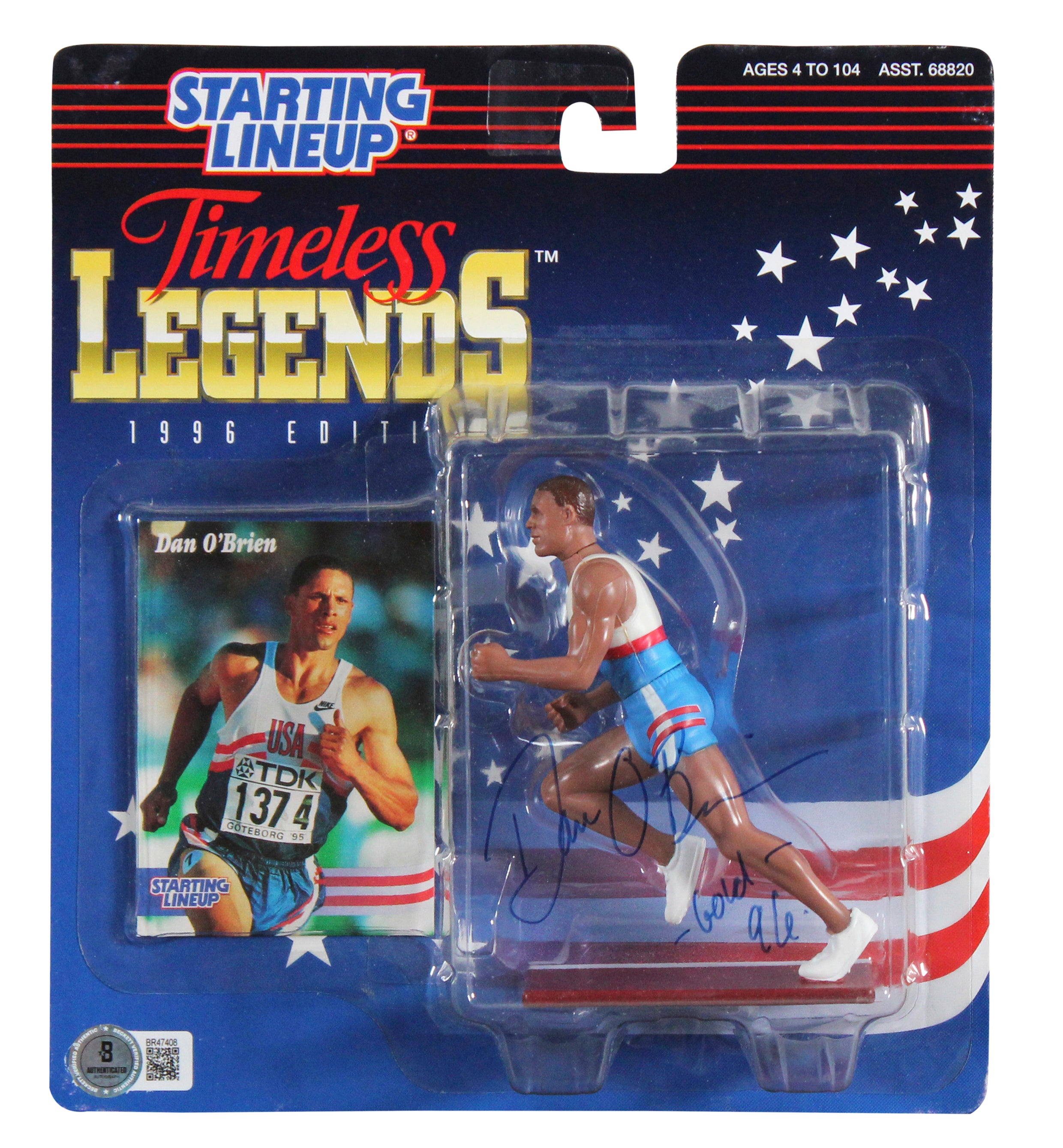Dan O'Brien "Gold 96" Signed 1996 Starting Lineup Timeless Legends BAS #BR47408