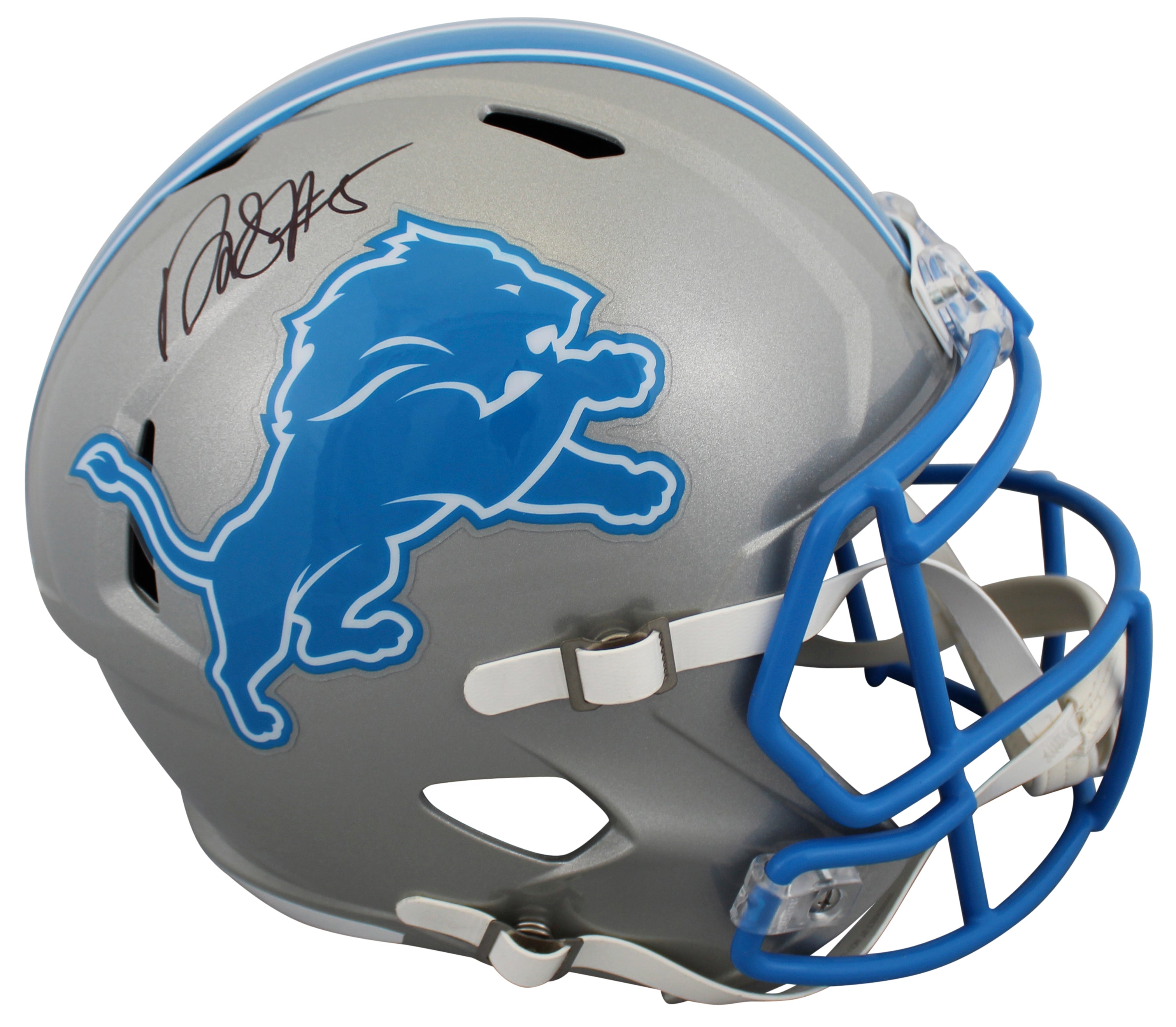 Lions David Montgomery Signed 2024 Full Size Speed Rep Helmet BAS Witnessed
