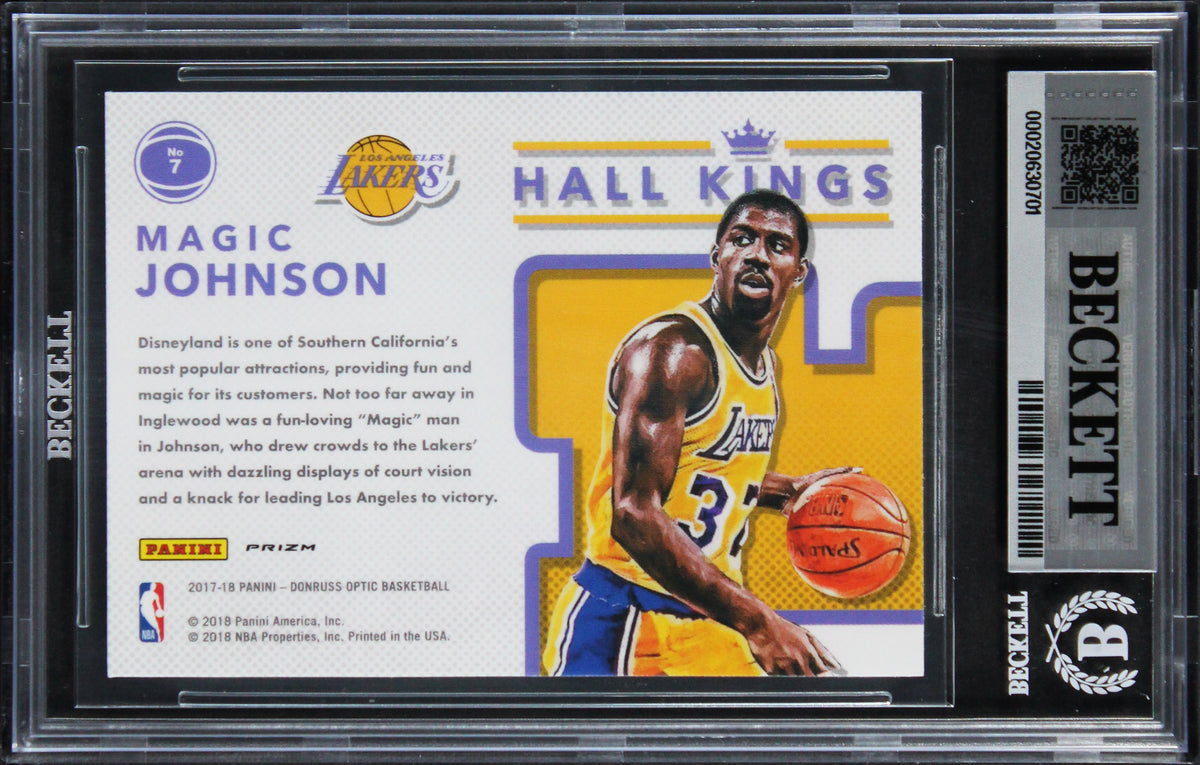Magic Johnson Signed 2017 Donruss Optic Hall Kings Holo #7 Card Auto 10 BAS Slab