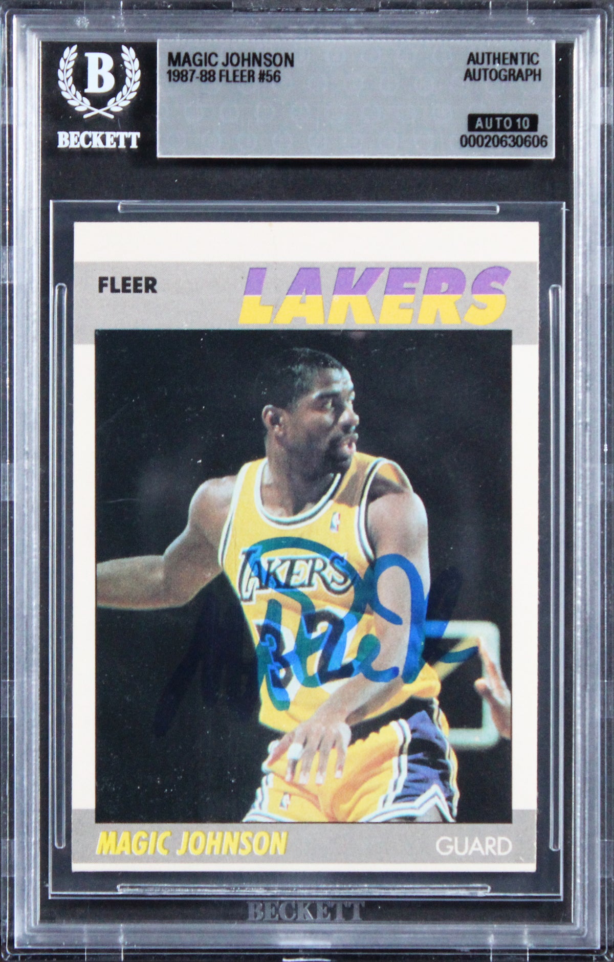 Lakers Magic Johnson Signed 1987 Fleer #56 Card Auto Gem Mint 10! BAS Slabbed