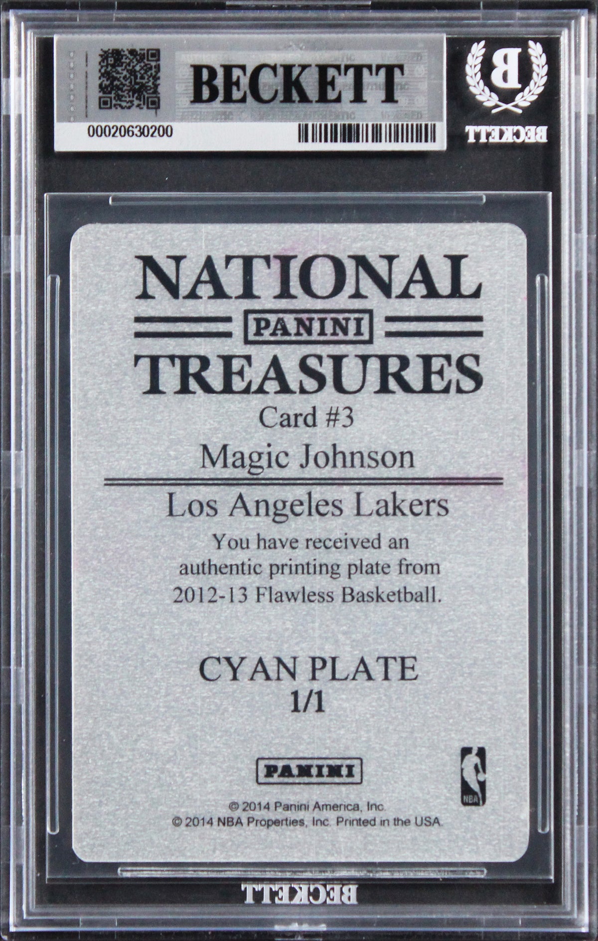Magic Johnson "HOF 02" Signed 2012 Panini Plates #3 1/1 Card Auto 10 BAS Slabbed