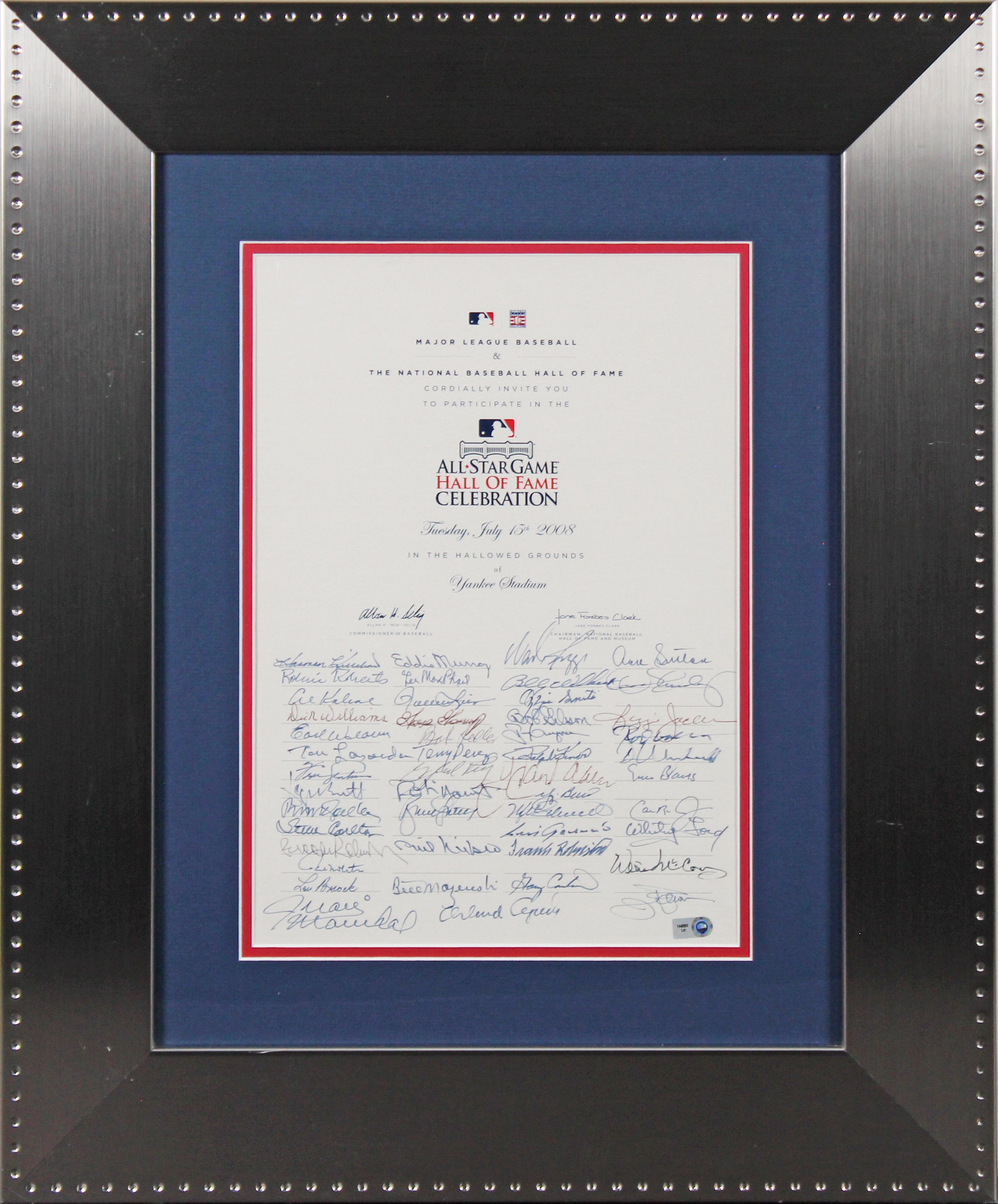 MLB HOFers (49) Signed Framed 2008 HOF Celebration Framed Display MLB #LH144083