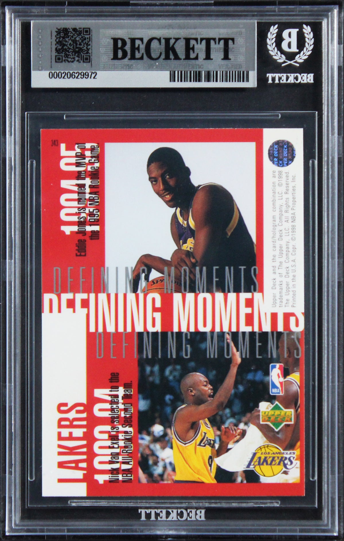 Lakers Shaquille O'Neal Signed 1996 Upper Deck #343 Card Auto 10! BAS Slabbed