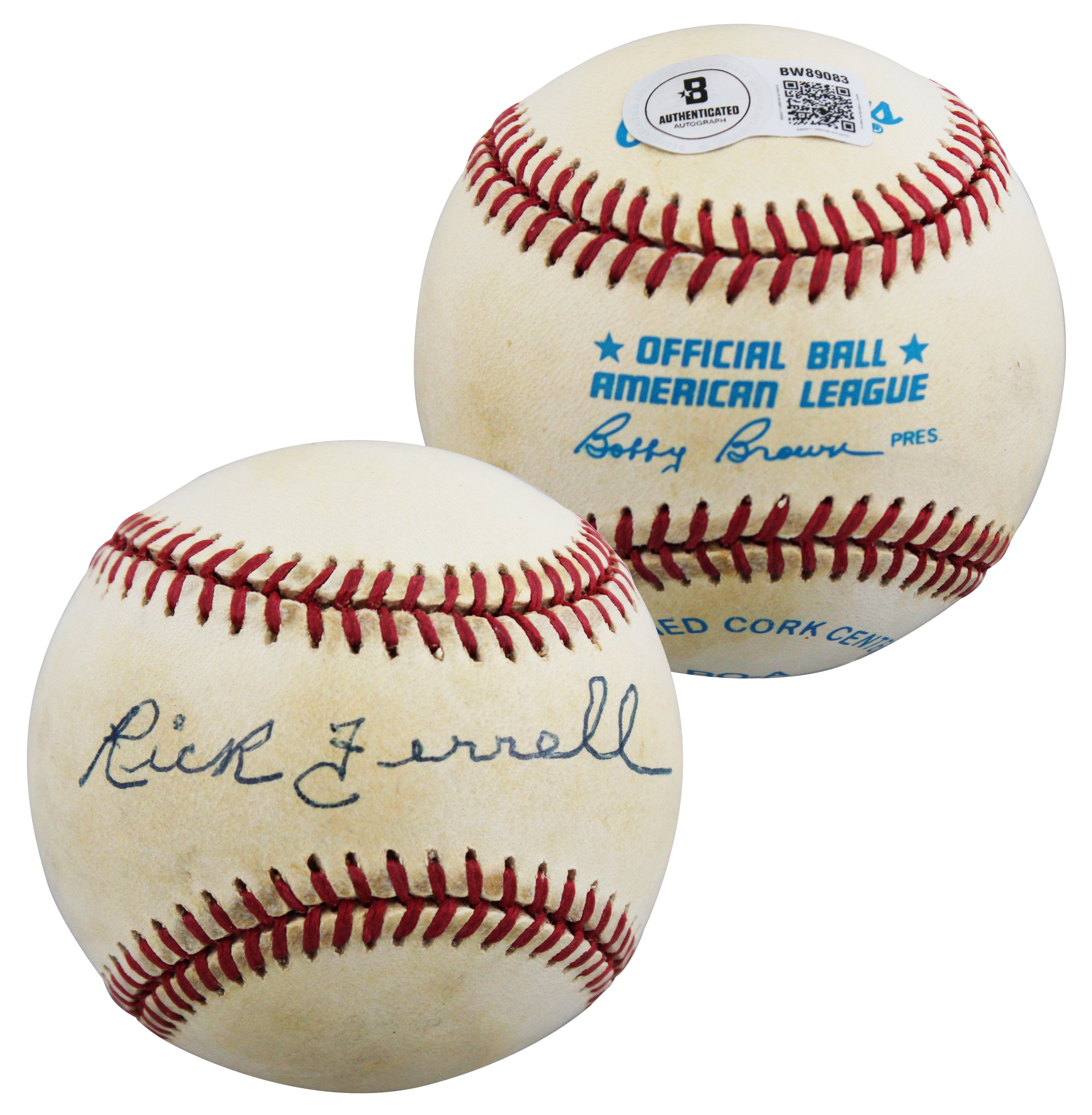 Red Sox Rick Ferrell Authentic Signed Bobby Brown OAL Baseball BAS #BW89083