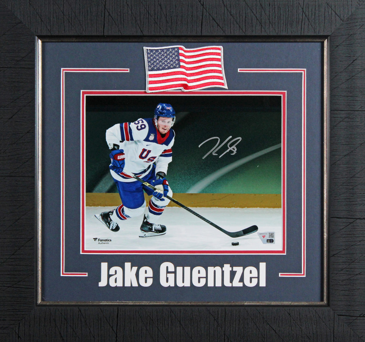 Jake Guentzel Authentic Signed 8x10 Framed Horizontal Team USA Photo Fanatics