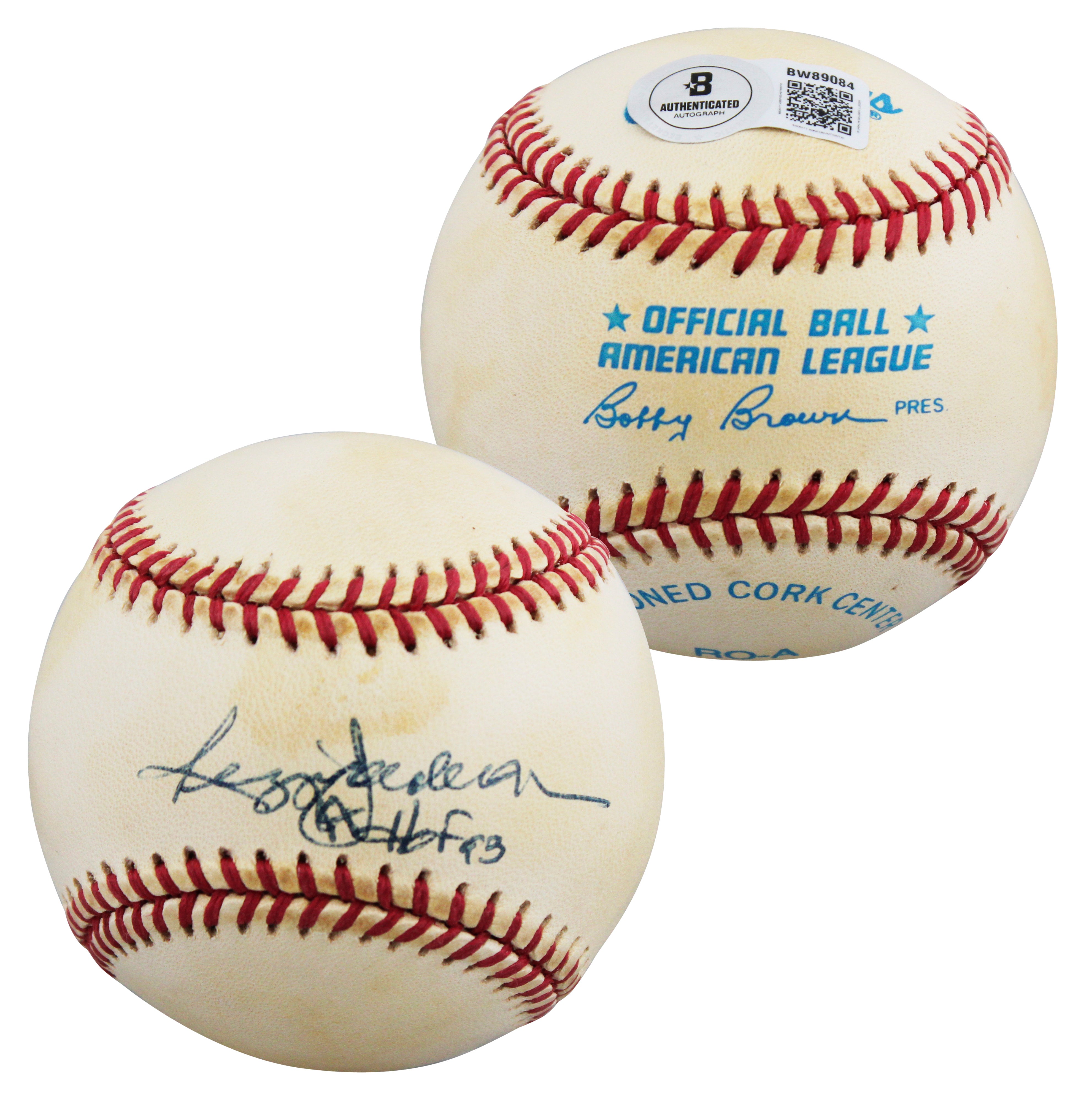 Athletics Reggie Jackson "HOF 93" Signed Bobby Brown OAL Baseball BAS #BW89084