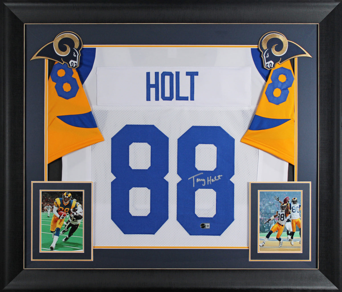 Torry Holt Authentic Signed Rookie Era White Pro Style Framed Jersey BAS Witness