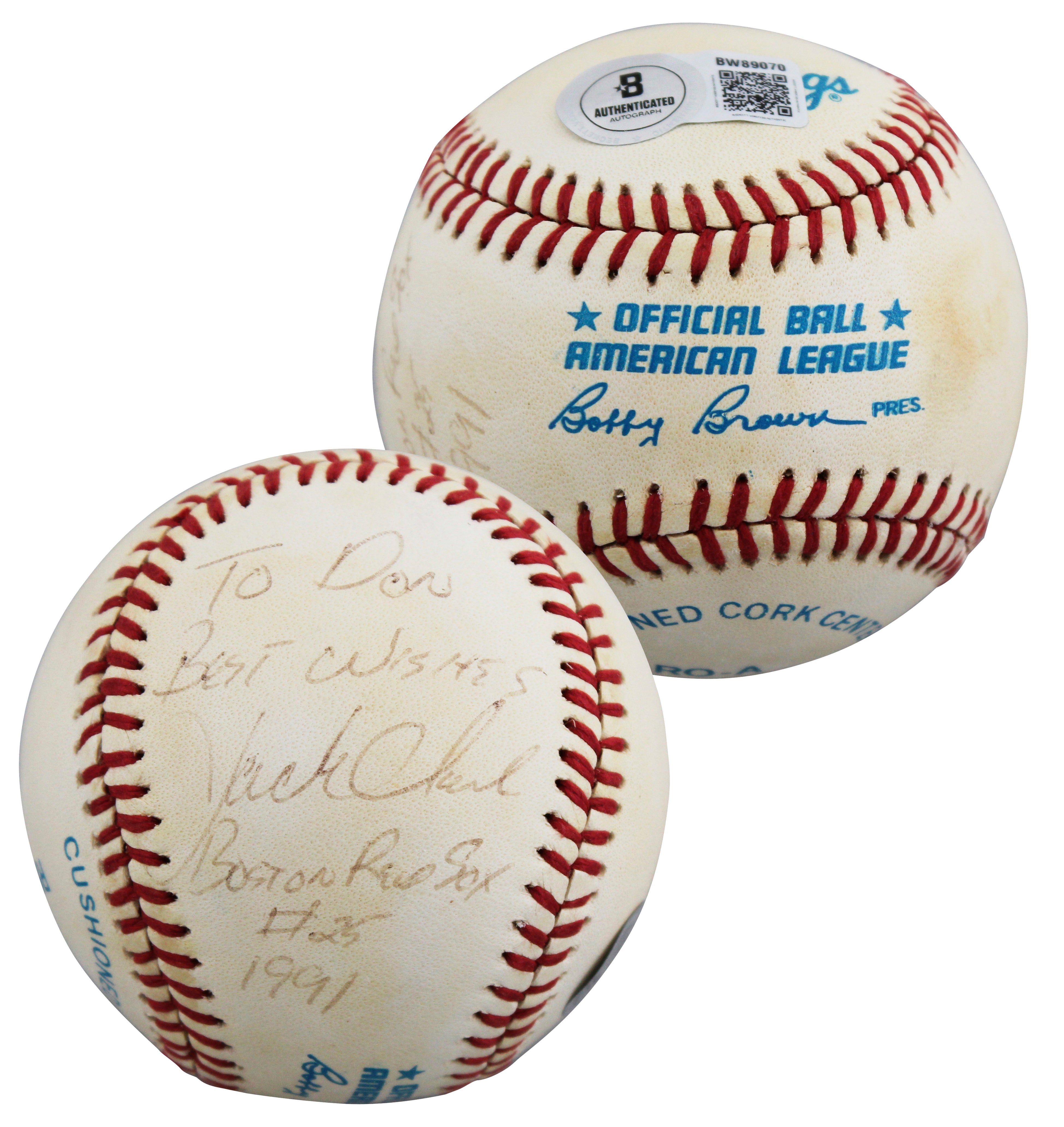 Giants Jack Clark "To Don, Best Wishes" Signed Brown OAL Baseball BAS #BW89070