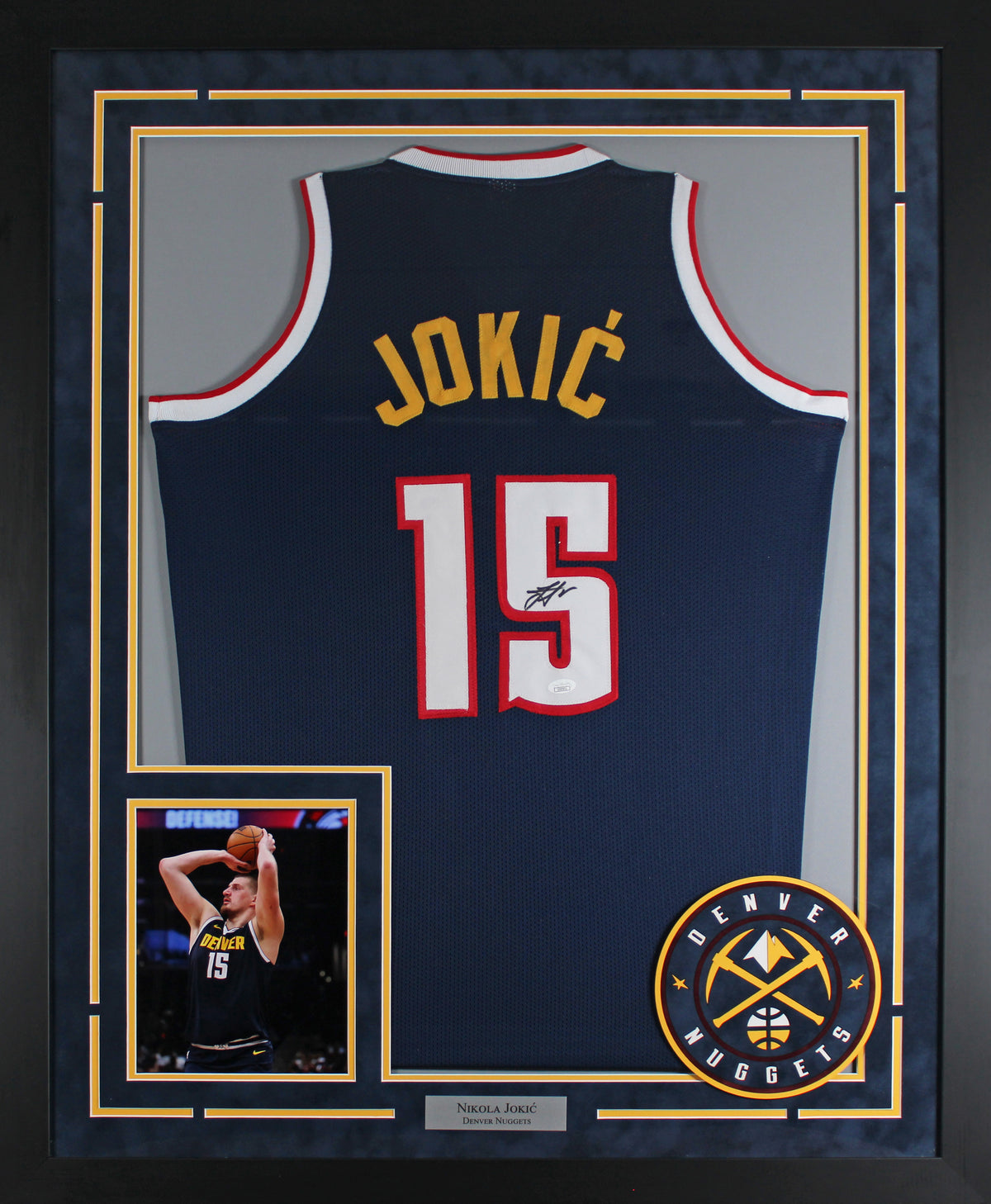 Nikola Jokic Authentic Signed Navy Blue Pro Style Framed Jersey BAS #AG010118