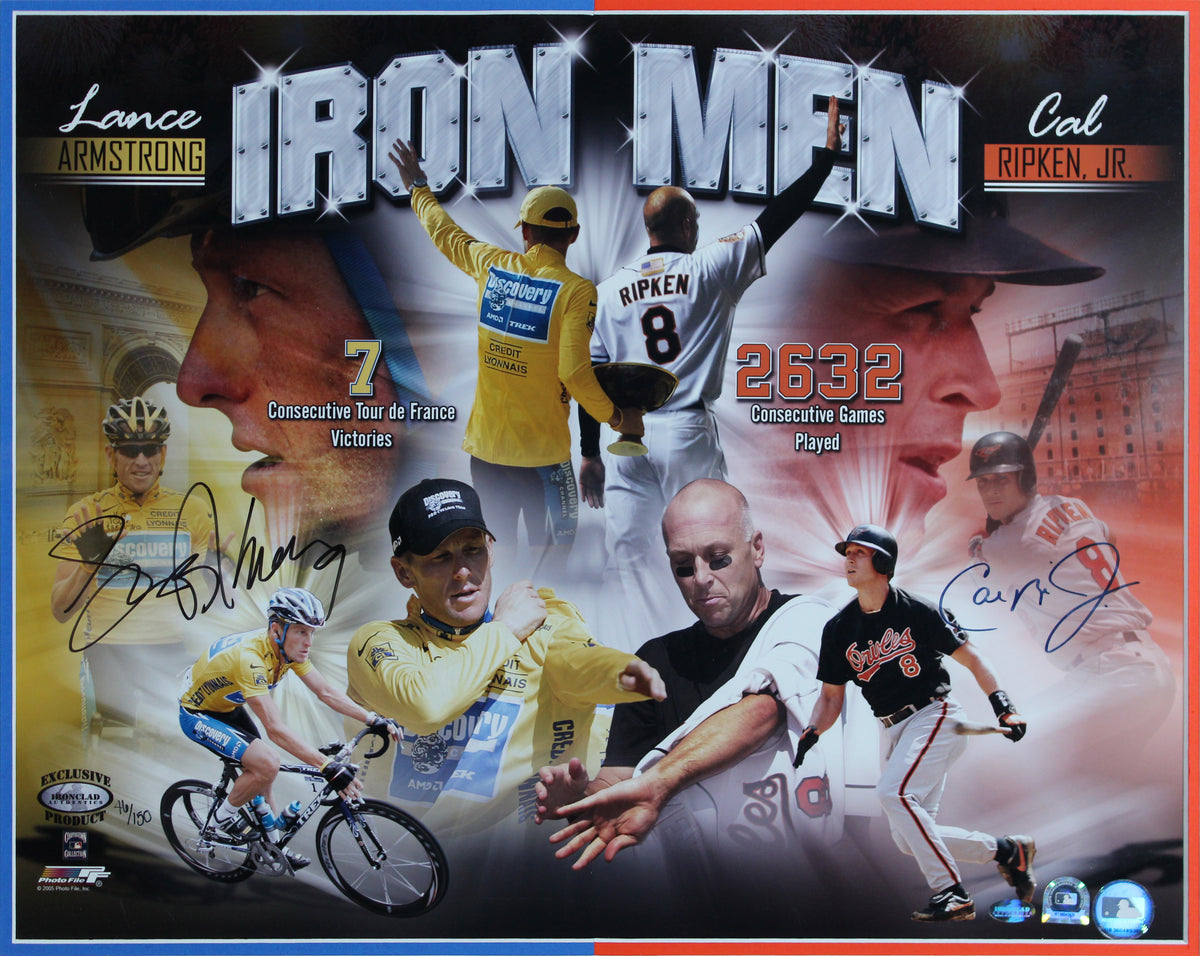 Cal Ripken Jr. & Lance Armstrong Signed 16x20 Framed Photo LE #46/150 BAS LOA