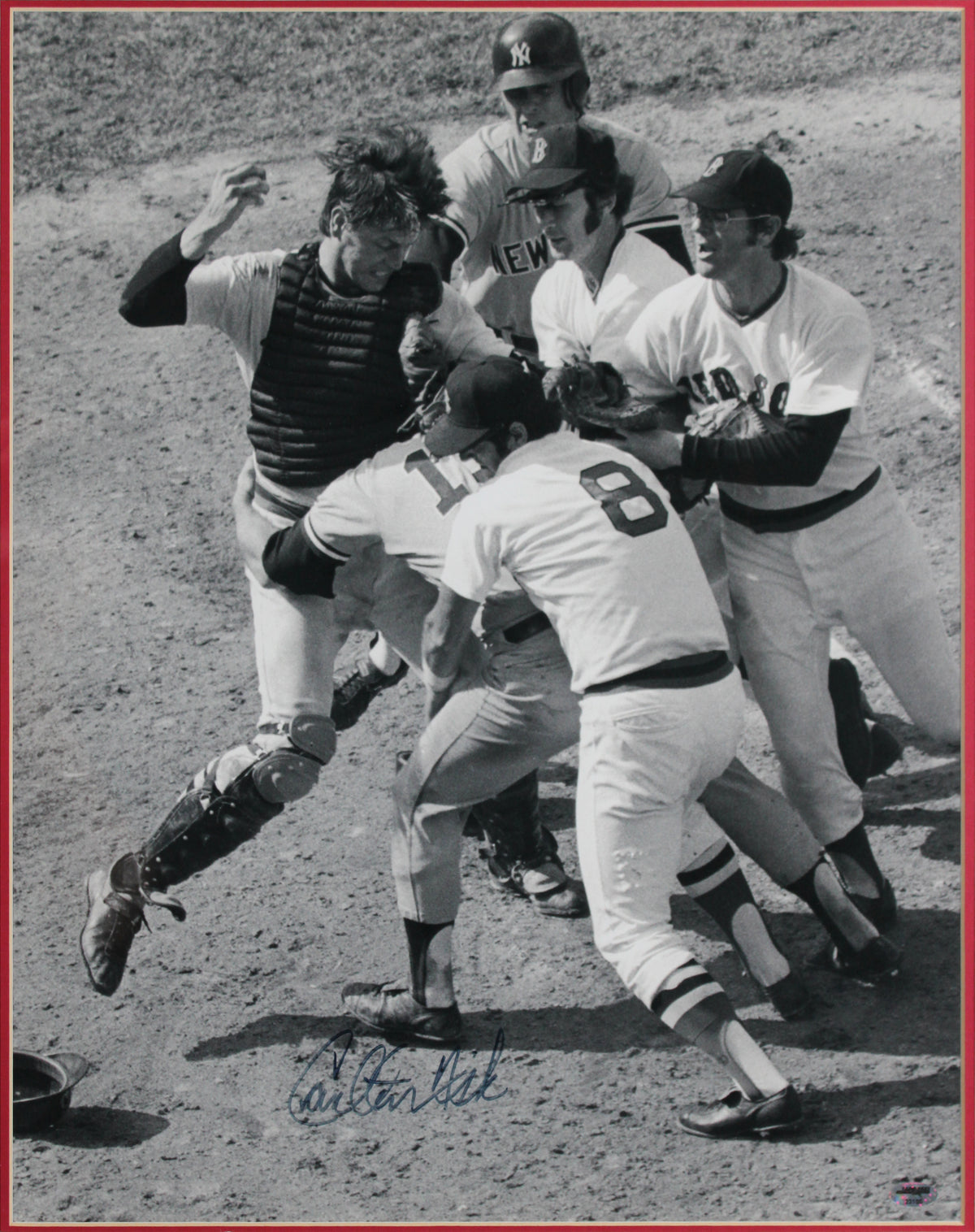 Red Sox Carlton Fisk Authentic Signed 16x20 Framed Photo BAS #AG010135