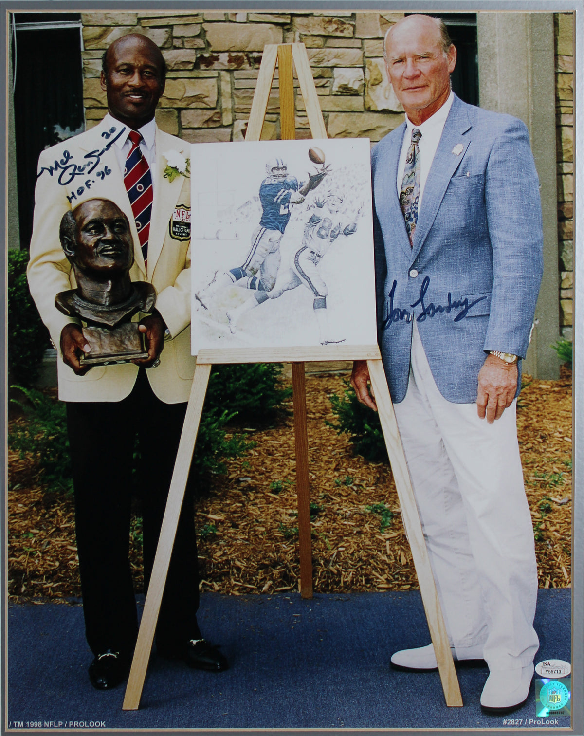 Cowboys Tom Landry & Mel Renfro Signed 16x20 Framed Photo BAS #AG010173