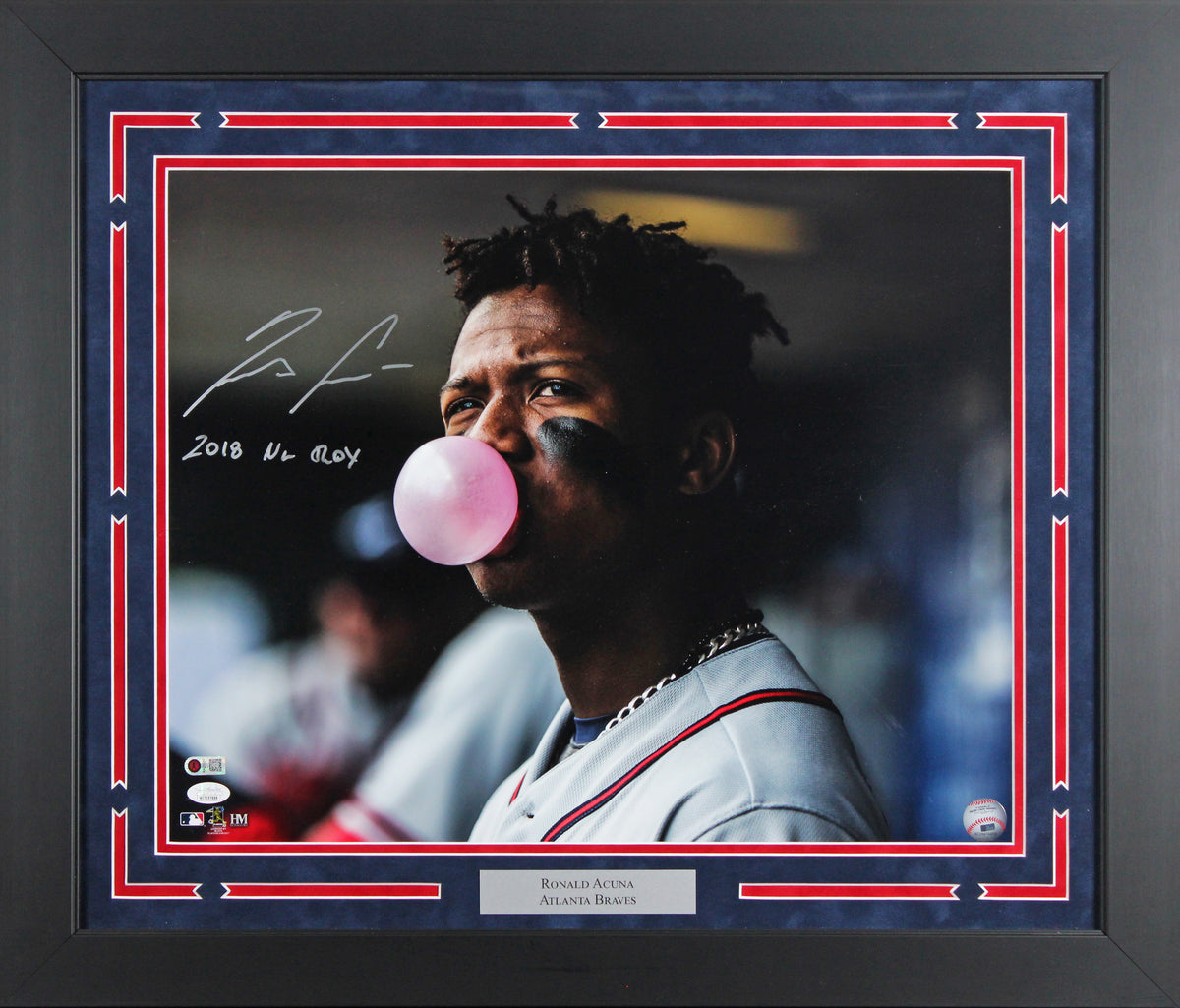 Braves Ronald Acuna Jr. "2018 NL Roy" Signed 16x20 Framed Photo BAS #AG010166
